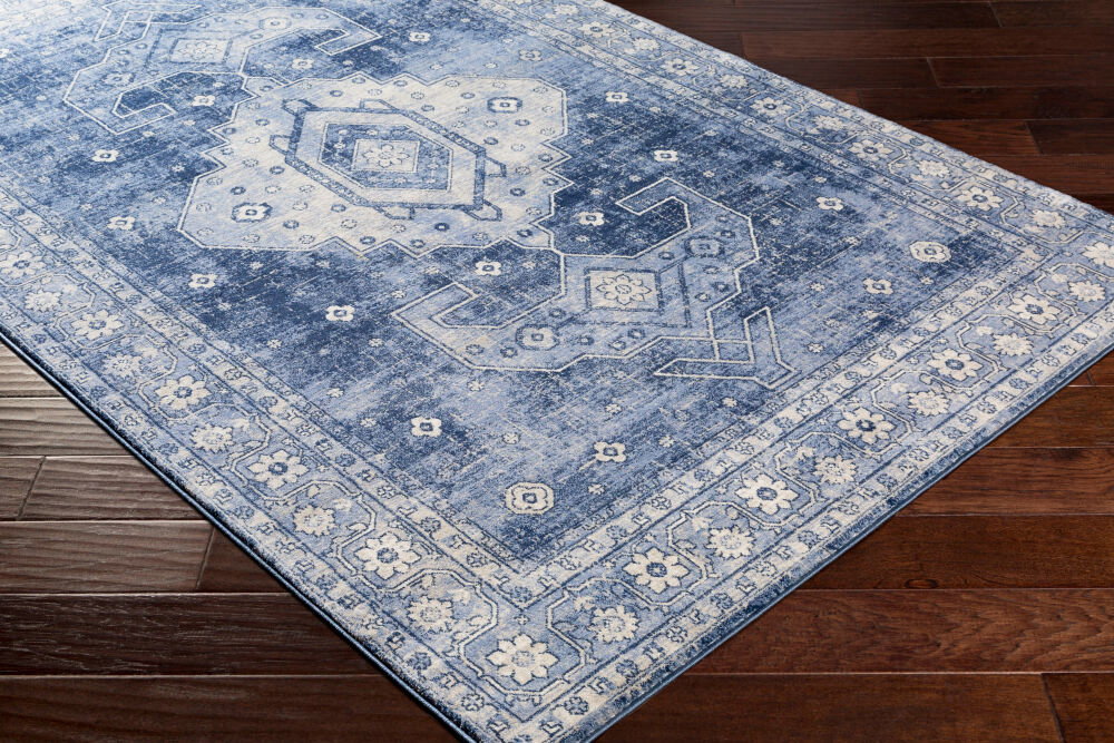 Indigo Machine Woven Rug, by Surya, 1'3.75" length x 1'3.75" width