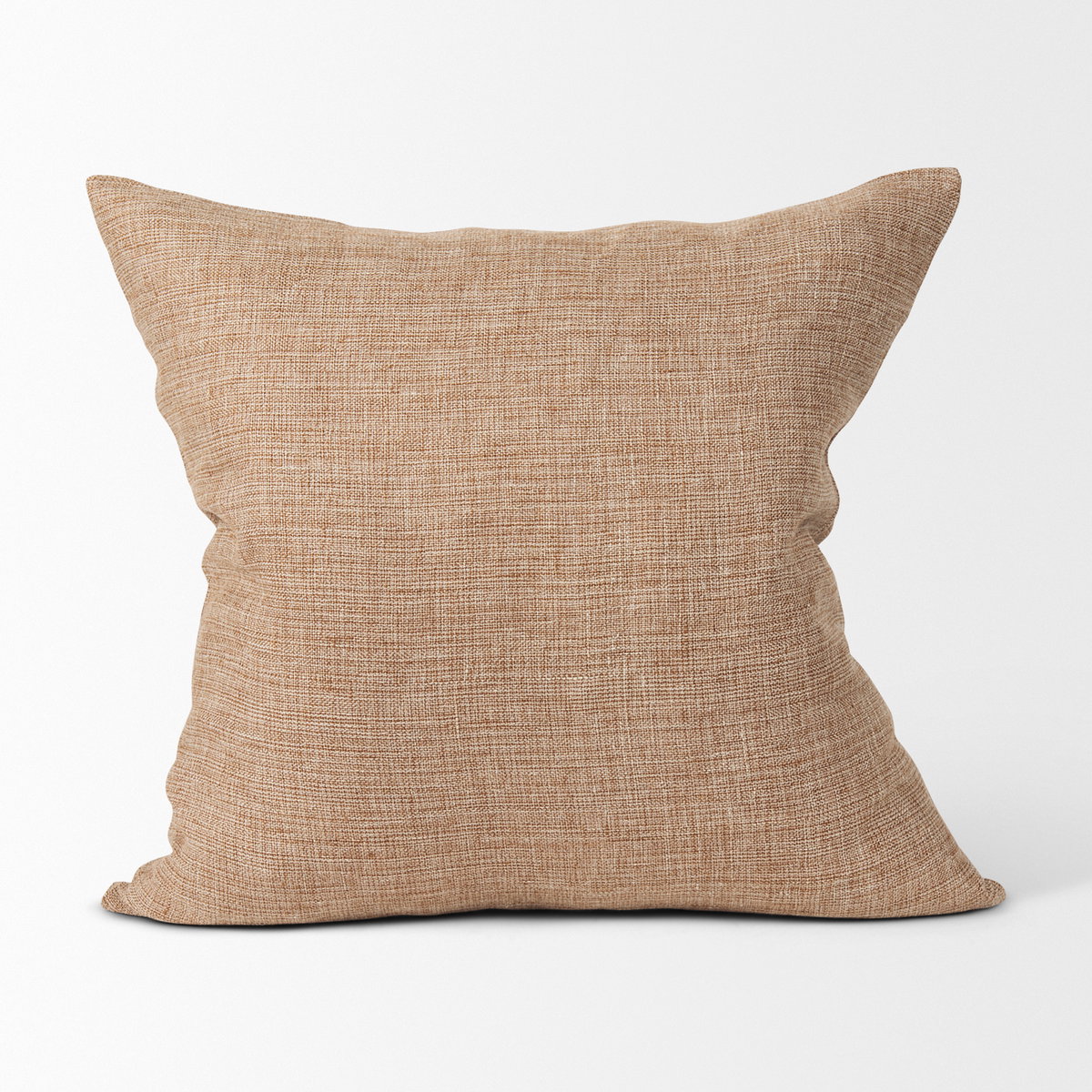 Jacklyn 22x22 Brown Linen Square Decorative Pillow Cover, by Mercana, 22" length x 22" width x 0.2" height View 8