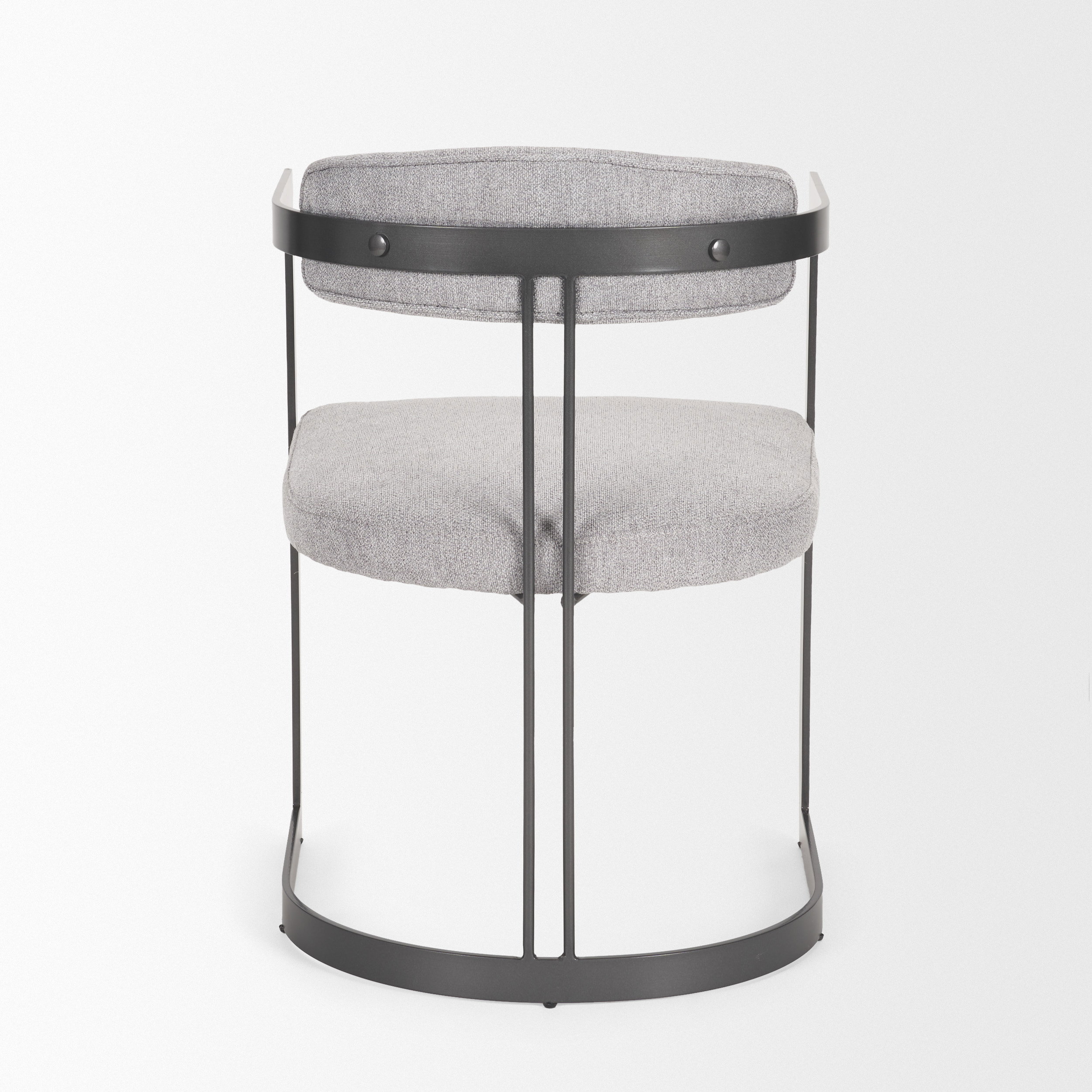 Hollyfield II Gray Fabric Seat with Gray Iron Frame Dining Chair, by Mercana, 20.47" length x 21.5" width x 29.53" height View 6