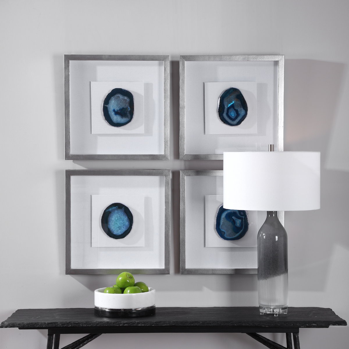 Kalia Blue Stone Shadow Box, Art by Uttermost, 19.75" width x 19.75" height x 2" depth View 2