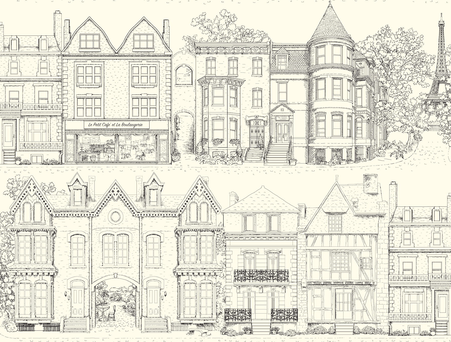 Browntone Terrace Black Wallpaper large image 