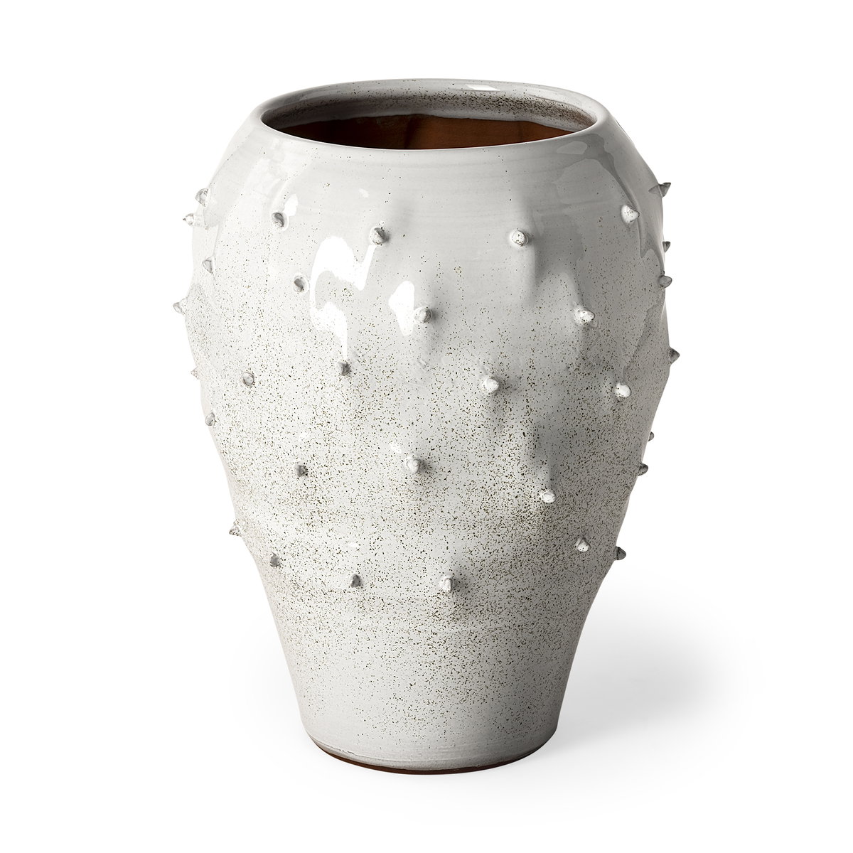Julian Large Glossy White Ceramic Spoked Vase, by Mercana, 10.04" length x 10.04" width x 13.58" height View 1