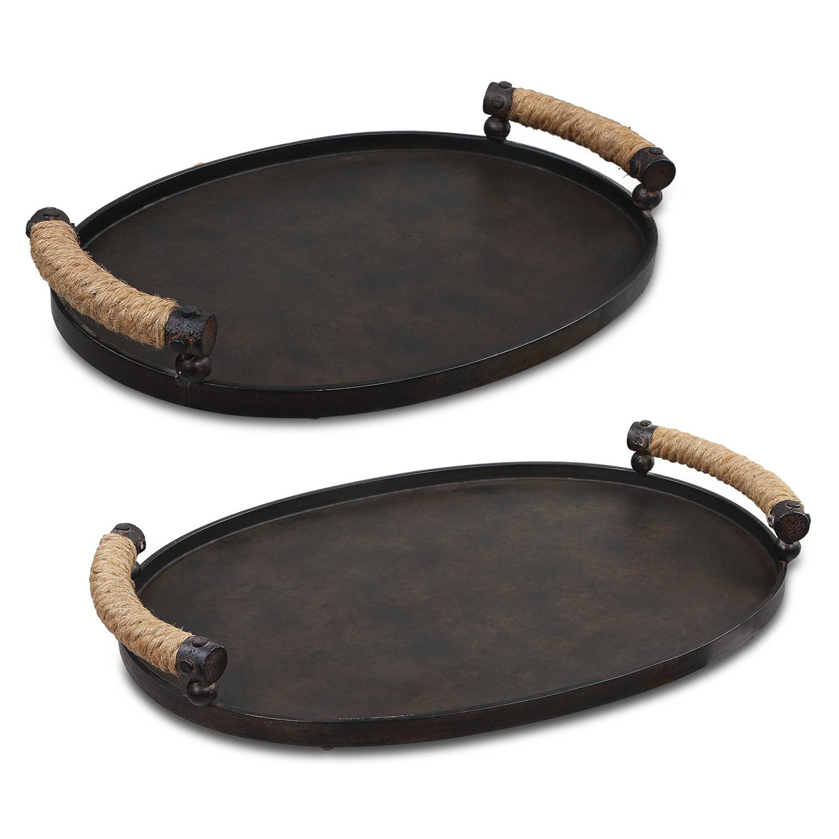 Viggo Bronze Trays Set/2, Decorative Tray by Uttermost, 21.5" width x 2.75" height x 14.5" depth View 1