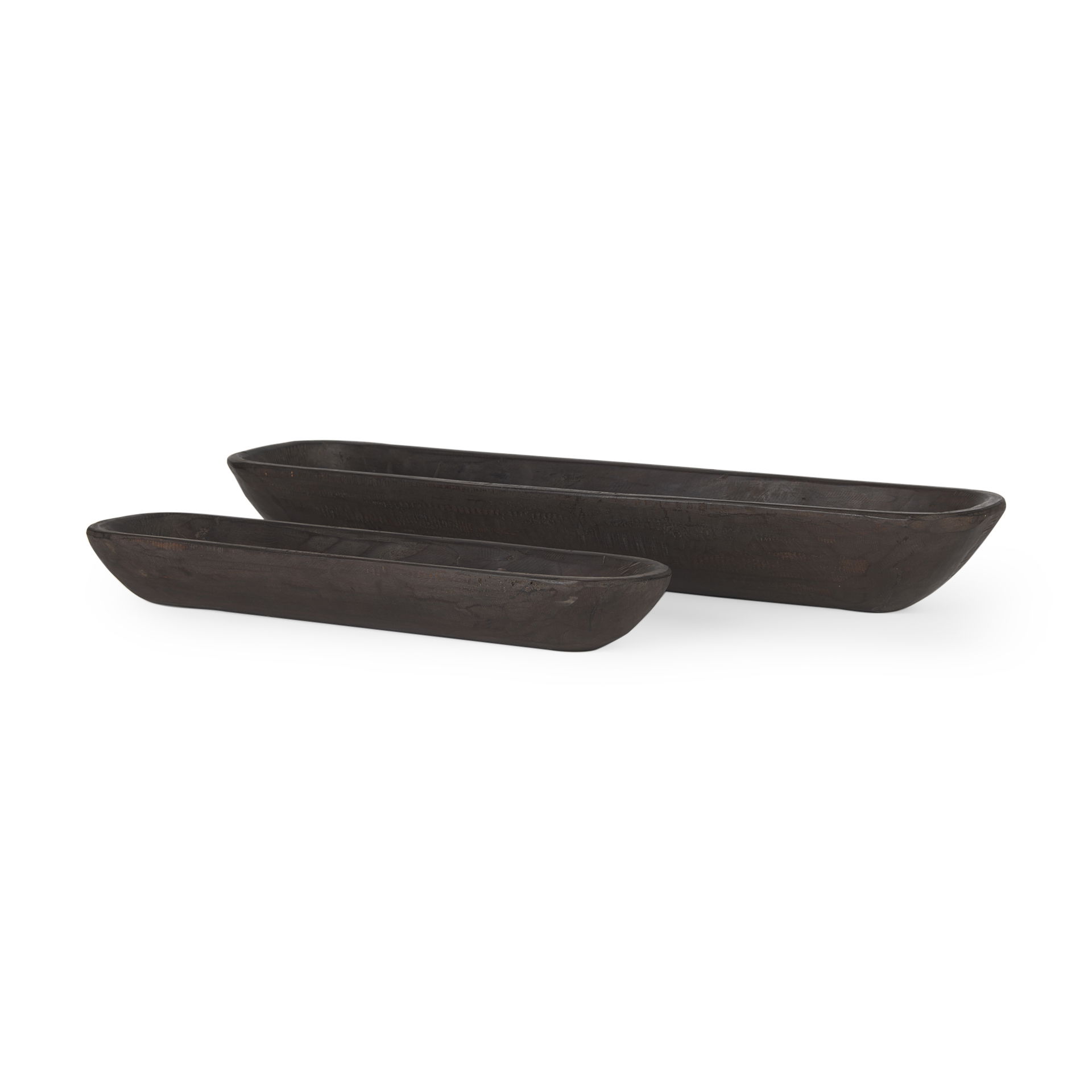 Athena Set of 2 Extra Large Black-Brown Reclaimed Wood Trays large image 