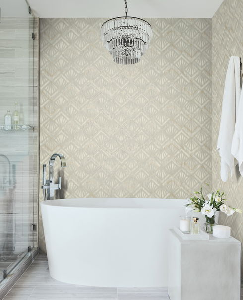 Modern Shell Grey & Beige Wallpaper