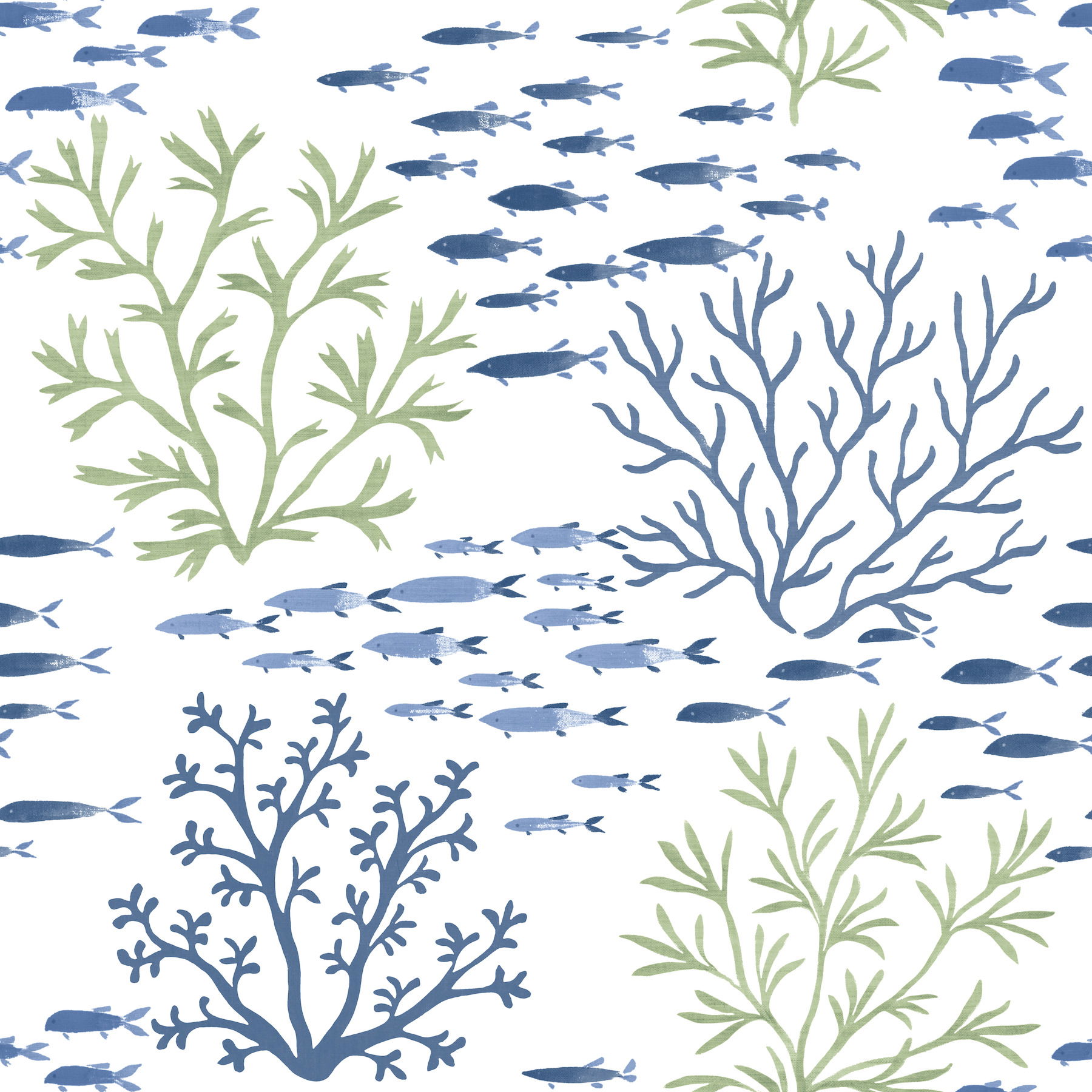 Marine Garden Green & Blue Wallpaper, by York Wall, 33' length x 1'8.5" width x 0.02" depth View 1