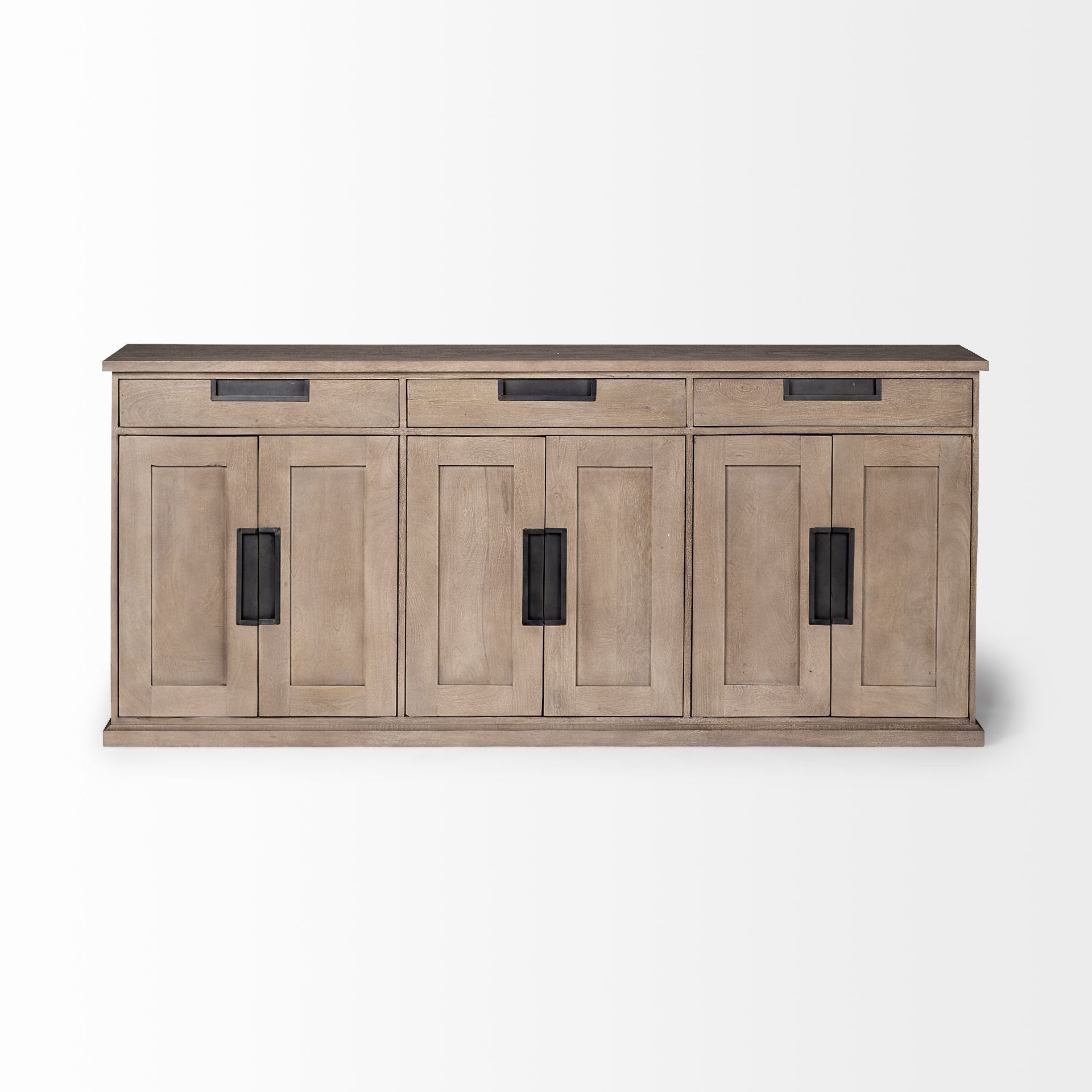 Braxton III 81.5x18.5 Natural Brown Solid Wood 3 Drawer 6 Door Sideboard, Sideboards & Buffet by Mercana, 81.5" length x 18.5" width x 36" height View 3
