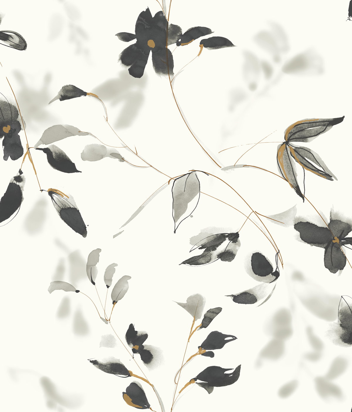 Linden Flower Black Peel & Stick Wallpaper, by York Wall, 20' length x 1'8.5" width x 0.02" depth View 1