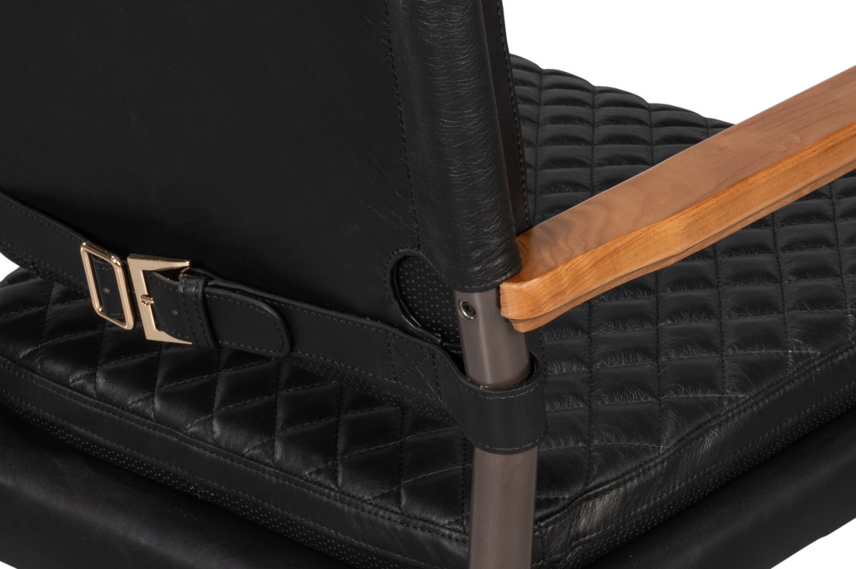 The Harley Chair  Onyx Black Leather, by Sarreid, 1'11" length x 1'11" width x 2'9" height View 8