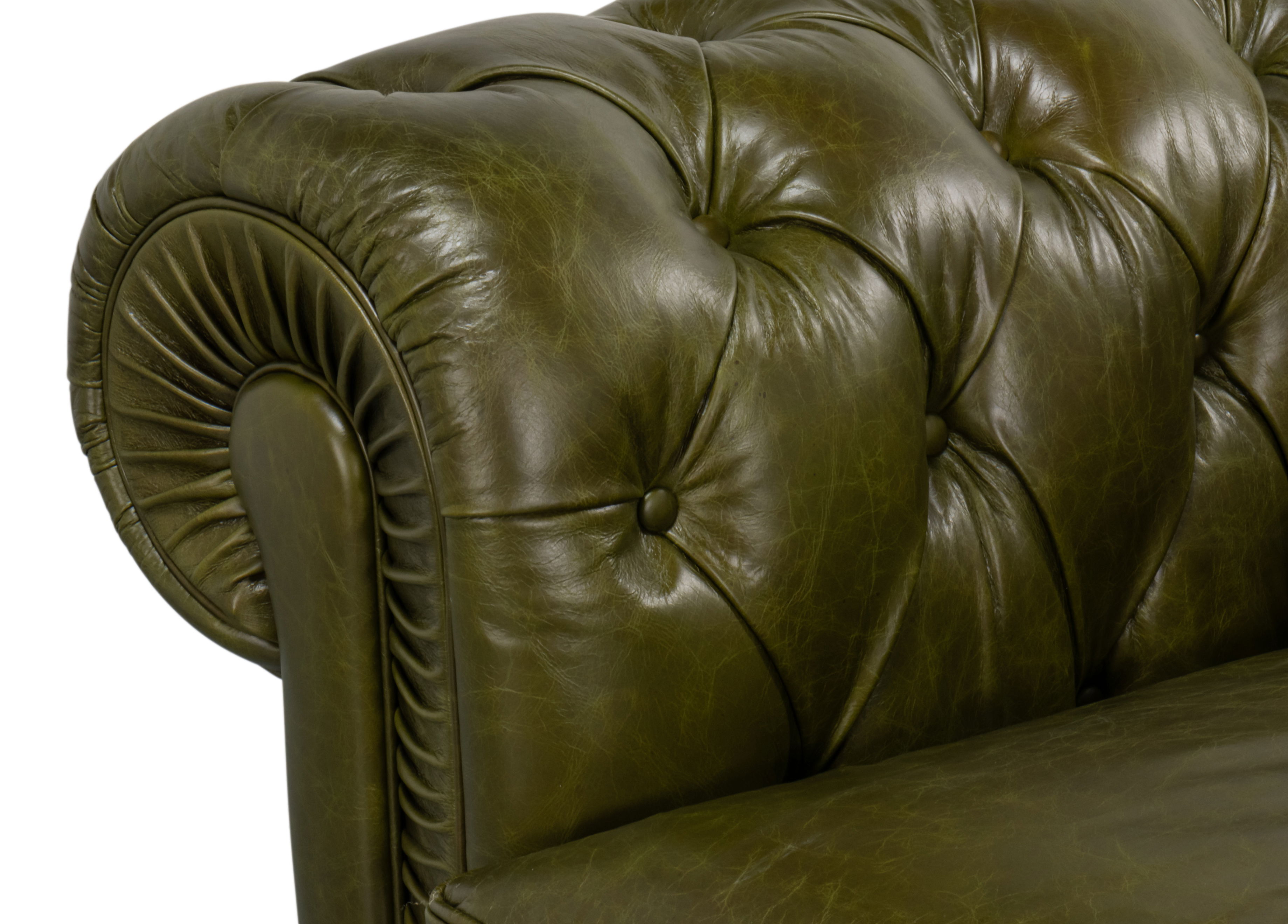 Savile Leather Sofa, Green large image 