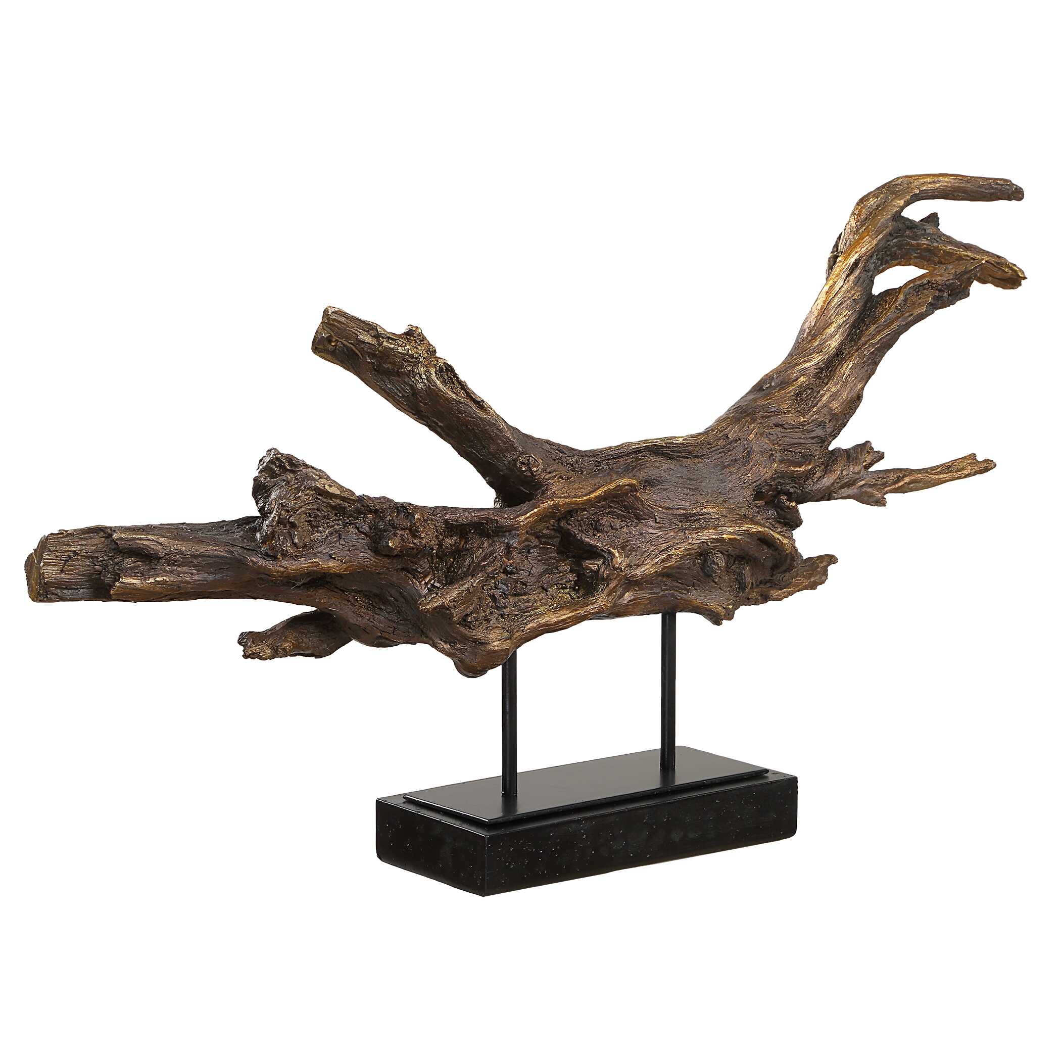 Gilded Sculpture Branch, Decorative by Uttermost, 25" width x 13" height x 4" depth View 4