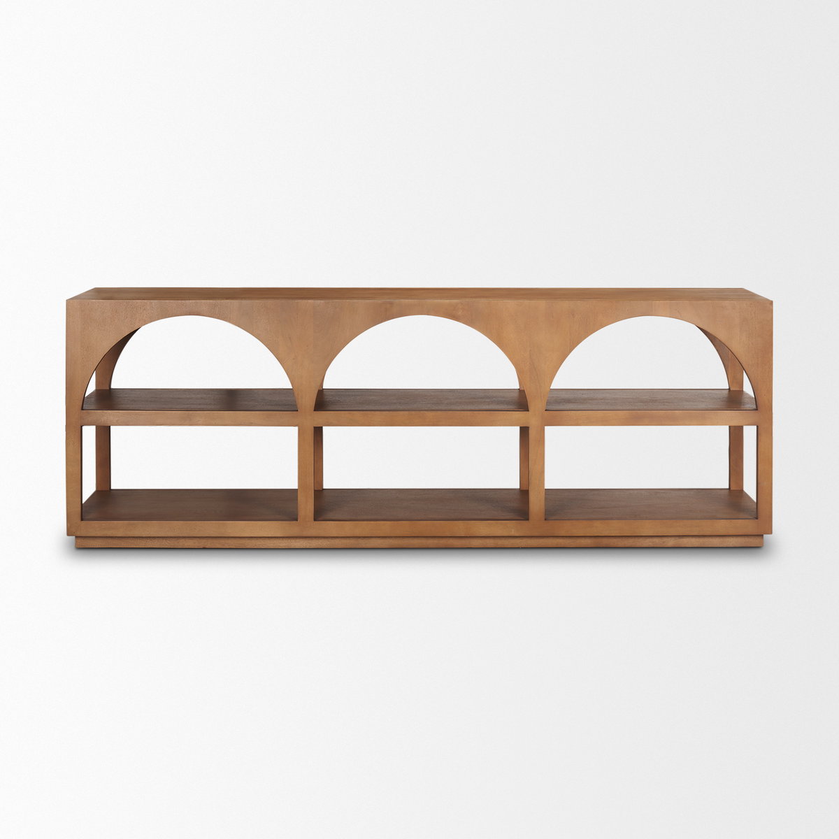 Bela 80' Medium Brown Wood Arched Console Table, by Mercana, 80" length x 16" width x 29" height View 6