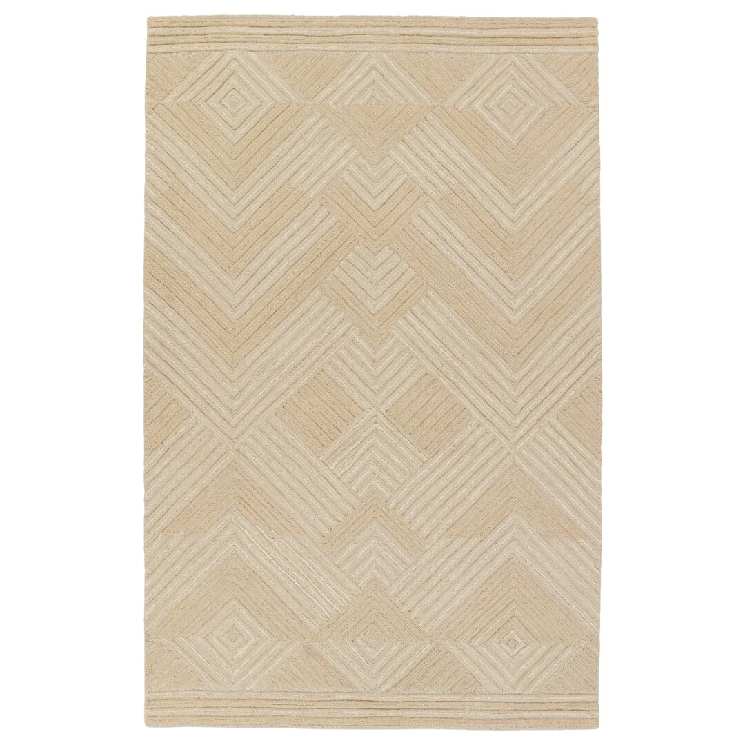 Handmade Tufted Wool Area Rug in Beige large image 
