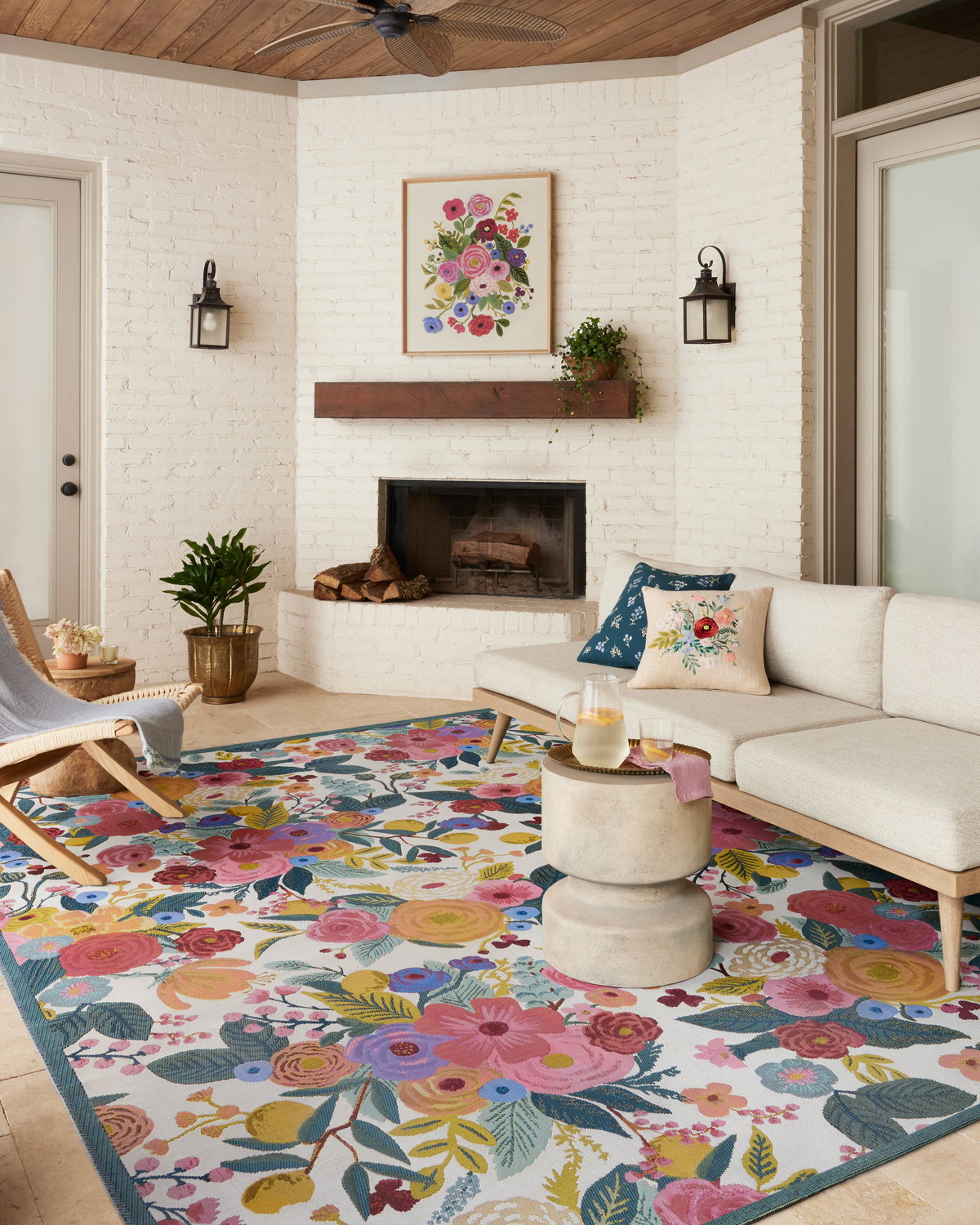 Rifle Paper Co. x Loloi Perennial Rug, 2'5" length x 7'8" width View 2