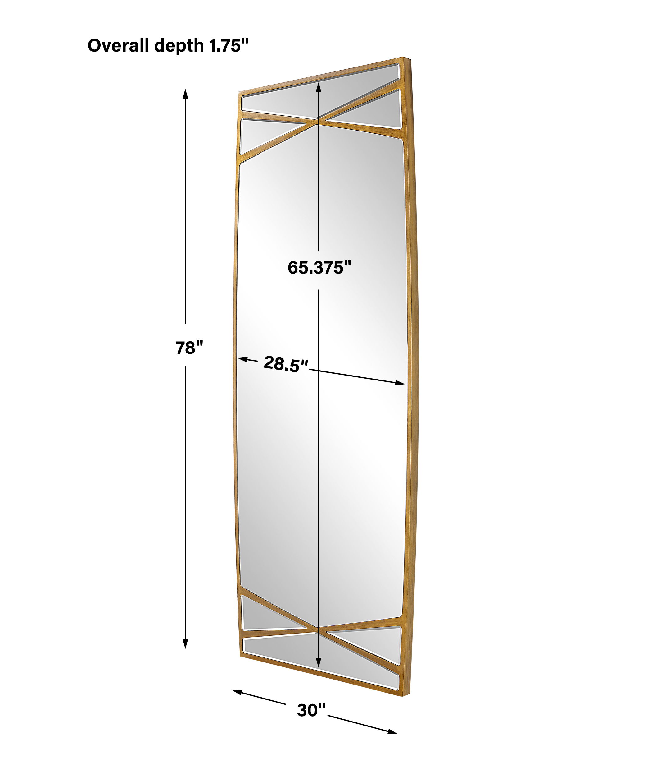 Gentry Oversized Gold Mirror, by Uttermost, 30" width x 78" height x 1.75" depth View 3