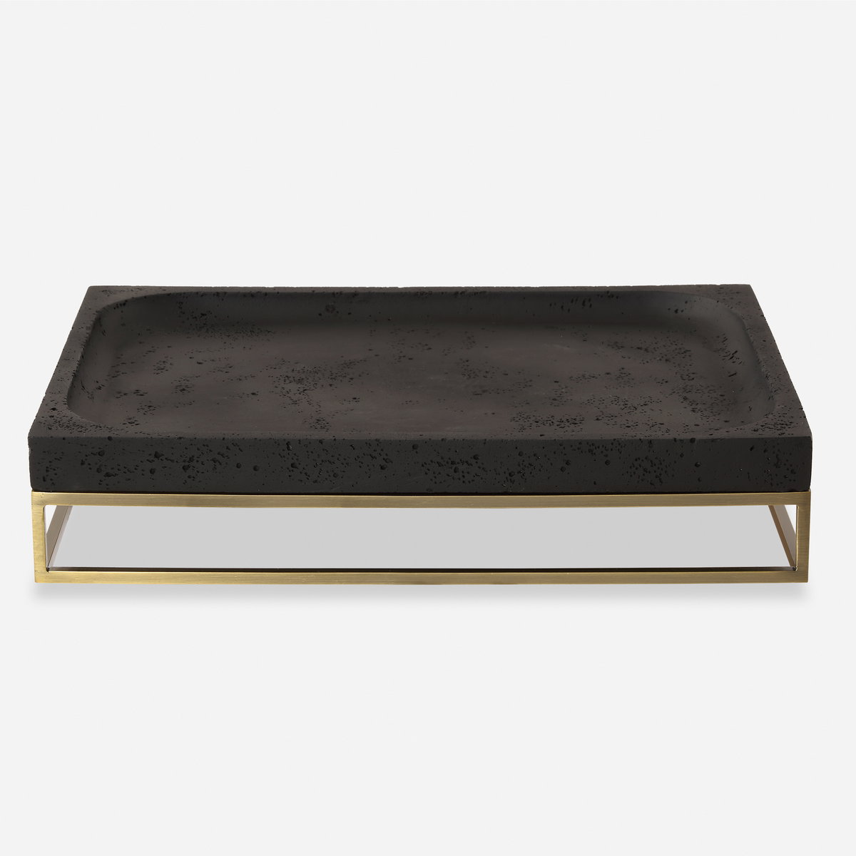 Shadowstone Cast Black Tray, Decorative Tray by Uttermost, 18" width x 3.5" height x 13" depth View 1