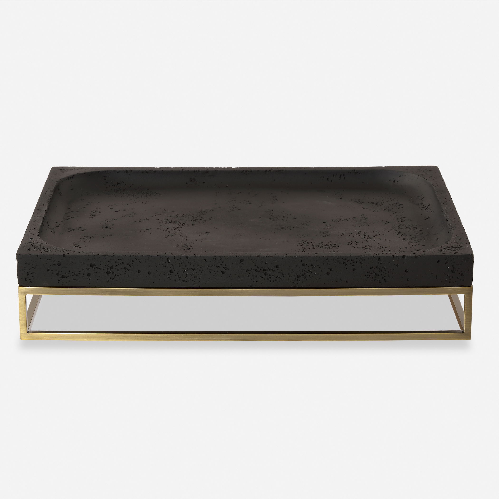 Shadowstone Cast Black Tray, Decorative by Uttermost, 18" width x 3.5" height x 13" depth View 1