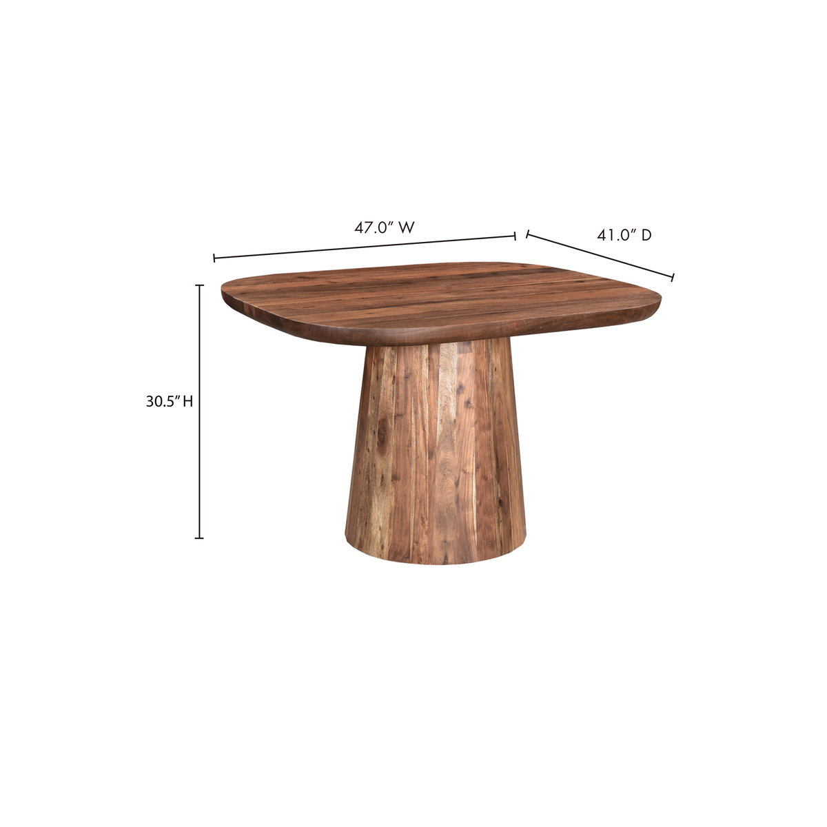 Freed Dining Table Natural, by Moe's Home, 47" width x 30.5" height x 41" depth View 8