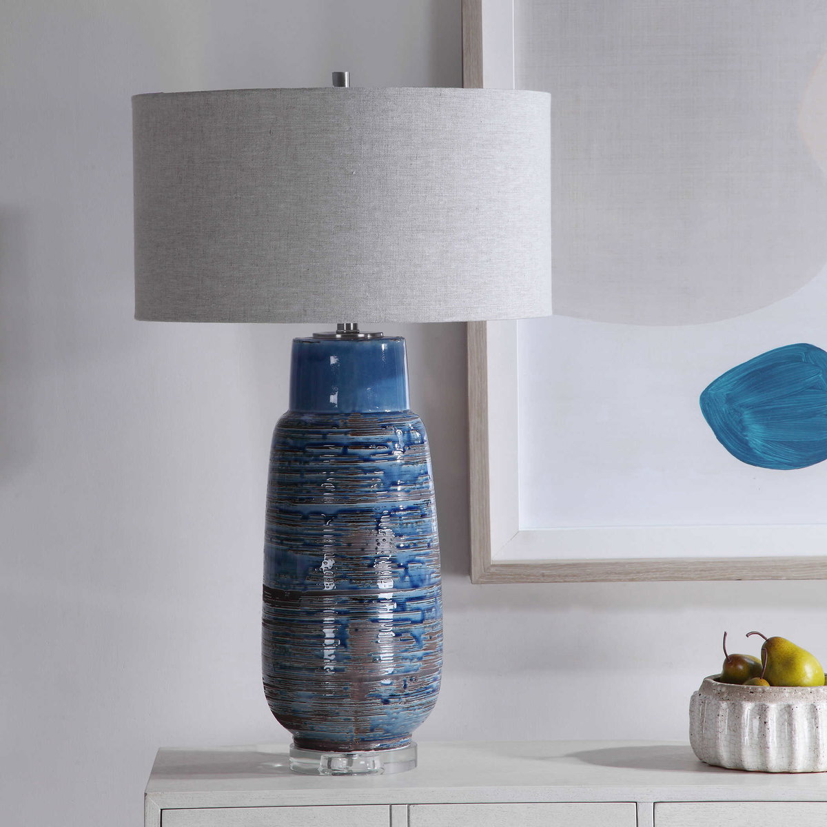 Magellan Blue Table Lamp, by Uttermost, 19" width x 31.5" height x 19" depth View 4