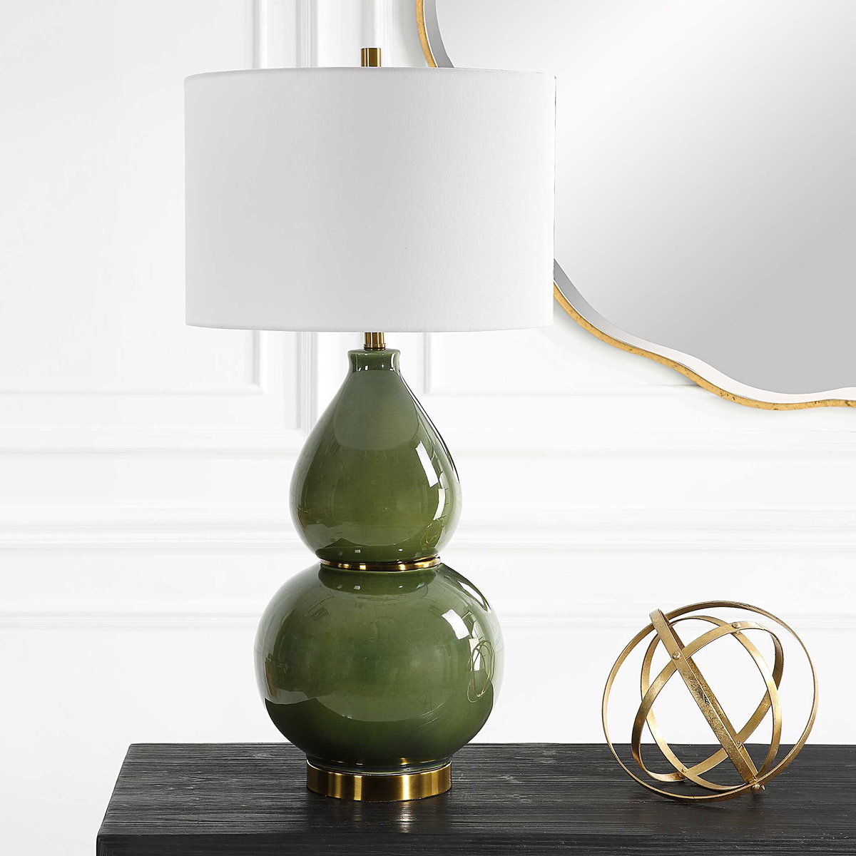 Gourd Green Table Lamp, by Uttermost, 1'4" width x 2'6.5" height x 1'4" depth View 4