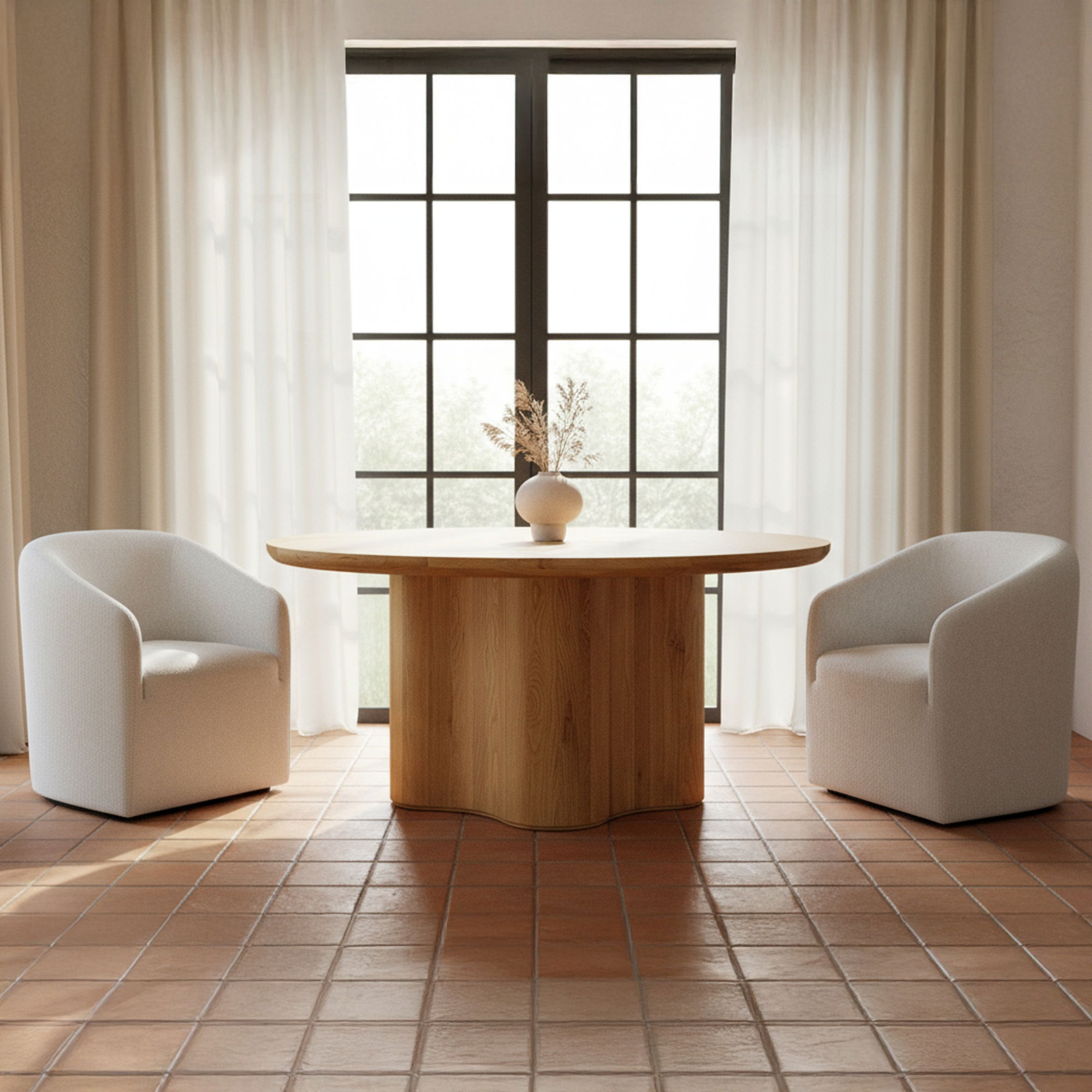 Sandy Rolling Dining Chair Off White, by Moe's Home, 26" width x 32" height x 26.5" depth View 7