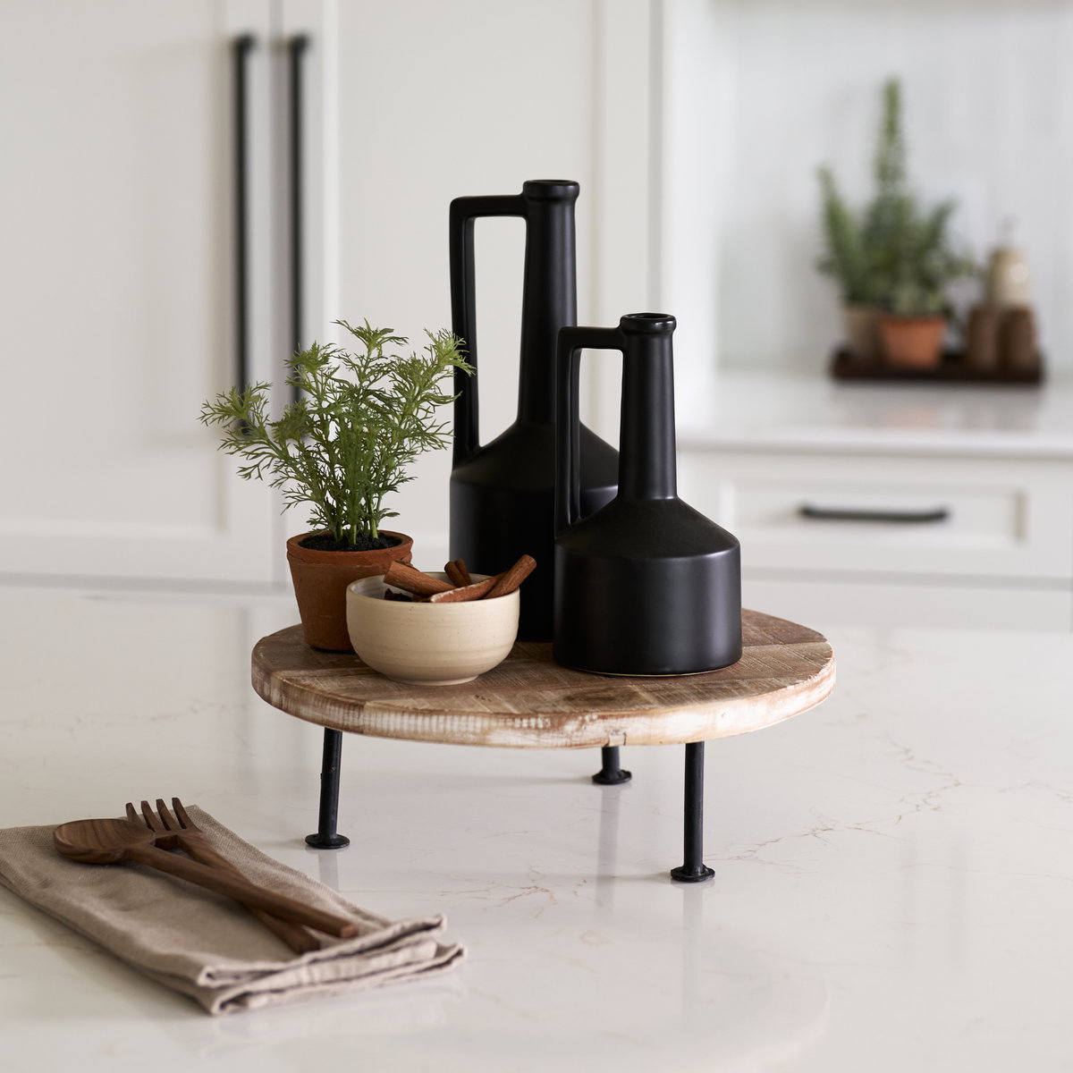 Burton 10.8H Small Matte Black Ceramic Jug Vase, Decorative Jar by Mercana, 4.92" length x 4.92" width x 9.25" height View 4