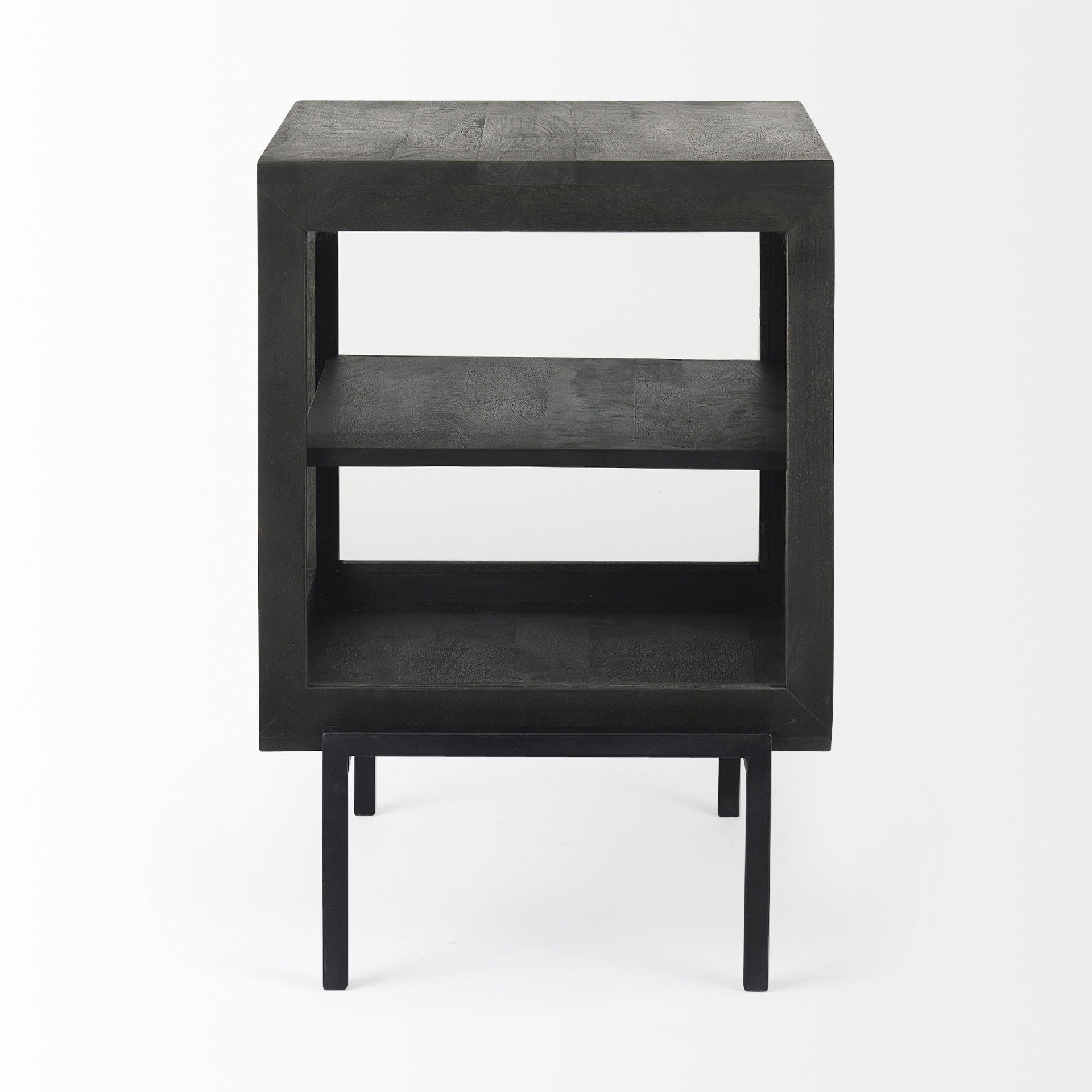 Arelius 20L x 18W x 26H Black-Brown Wood with Black Metal Frame End/Side Table large image 