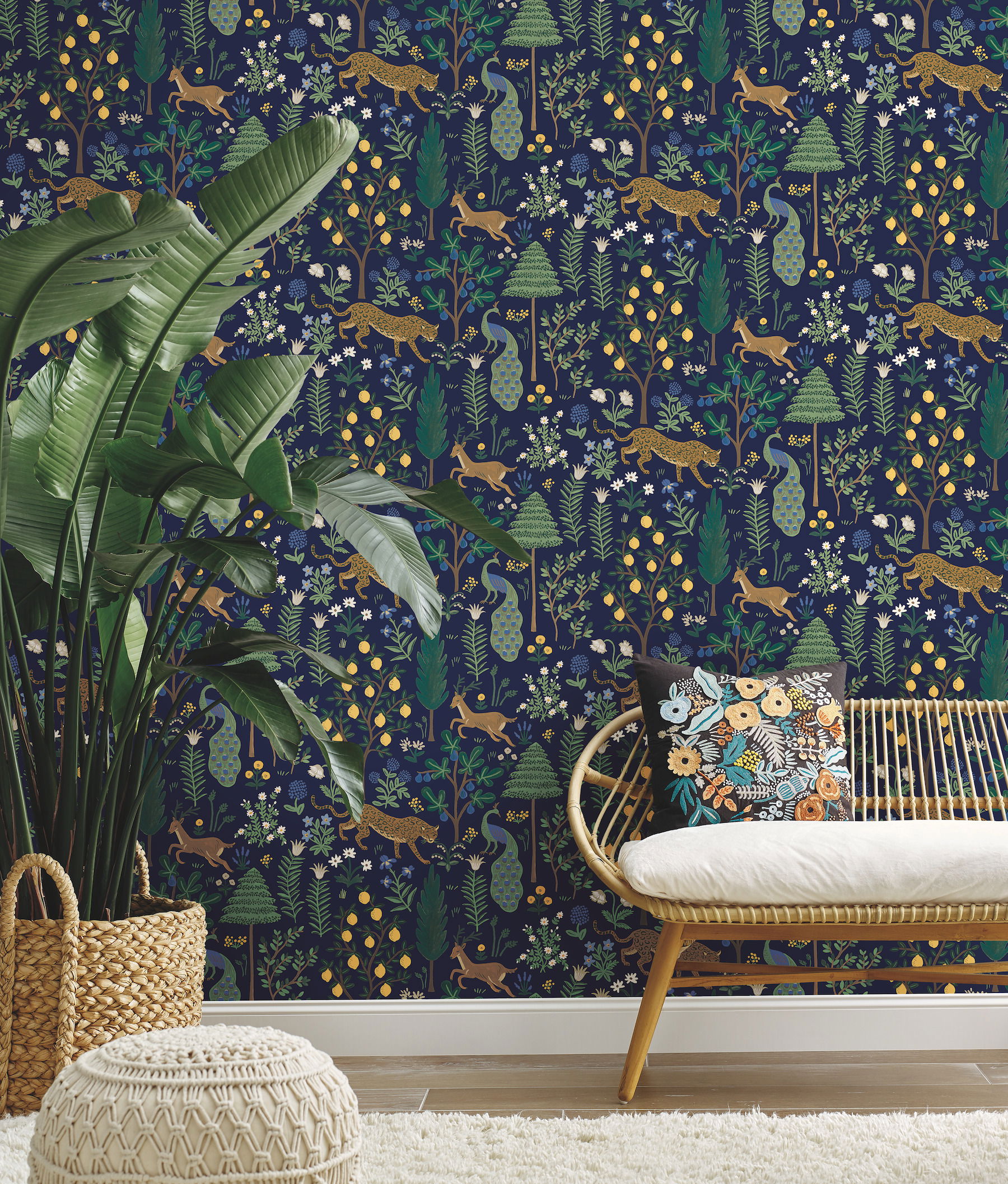 Menagerie Blue Peel & Stick Wallpaper large image 