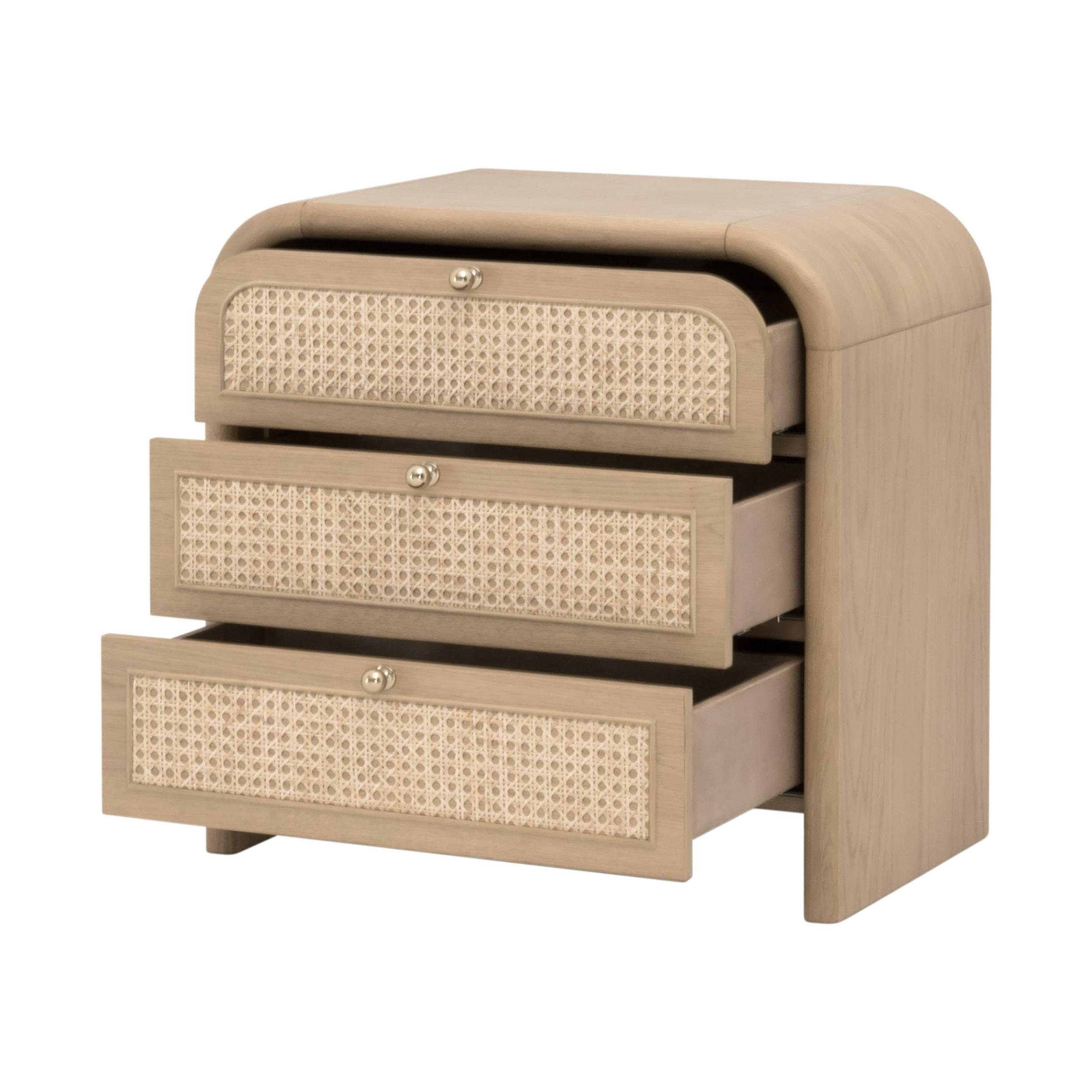 Cannes 3-Drawer Nightstand, by Essentials for Living, 28" width x 27" height x 18" depth View 4