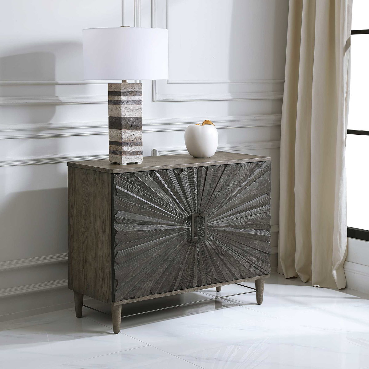Shield Gray Oak 2 Door Cabinet, Cabinets & Chest by Uttermost, 40" width x 32" height x 18" depth View 4