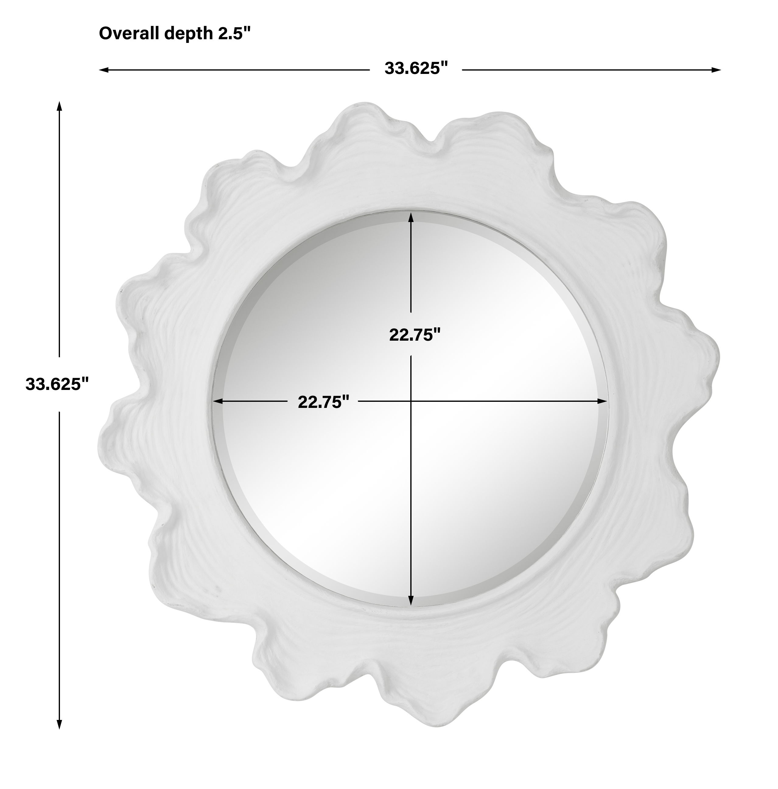 Sea Coral White Round Mirror large image 