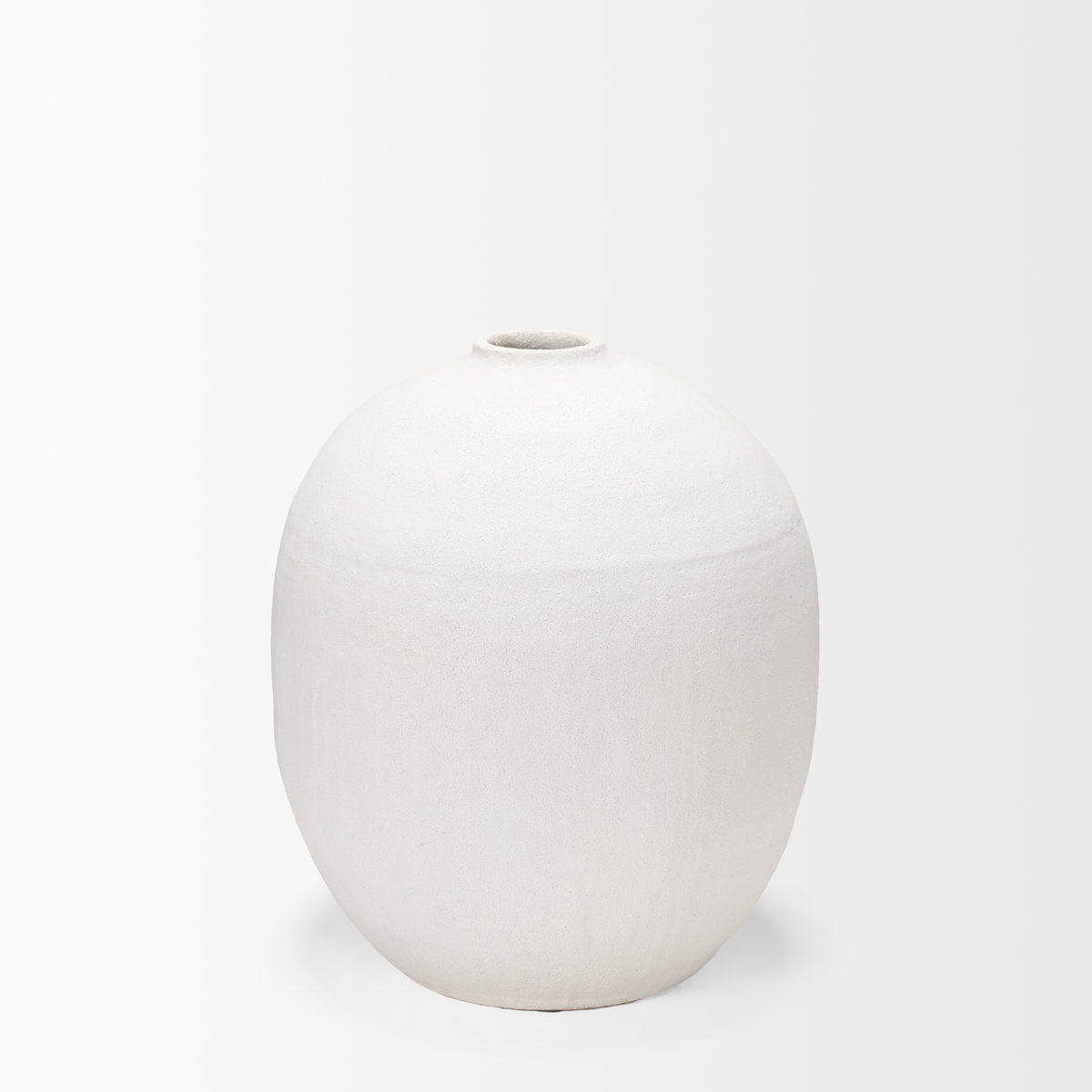 Karakum I Short White Textured Ceramic Vase, by Mercana, 20.5" length x 20.47" width x 23.23" height View 5