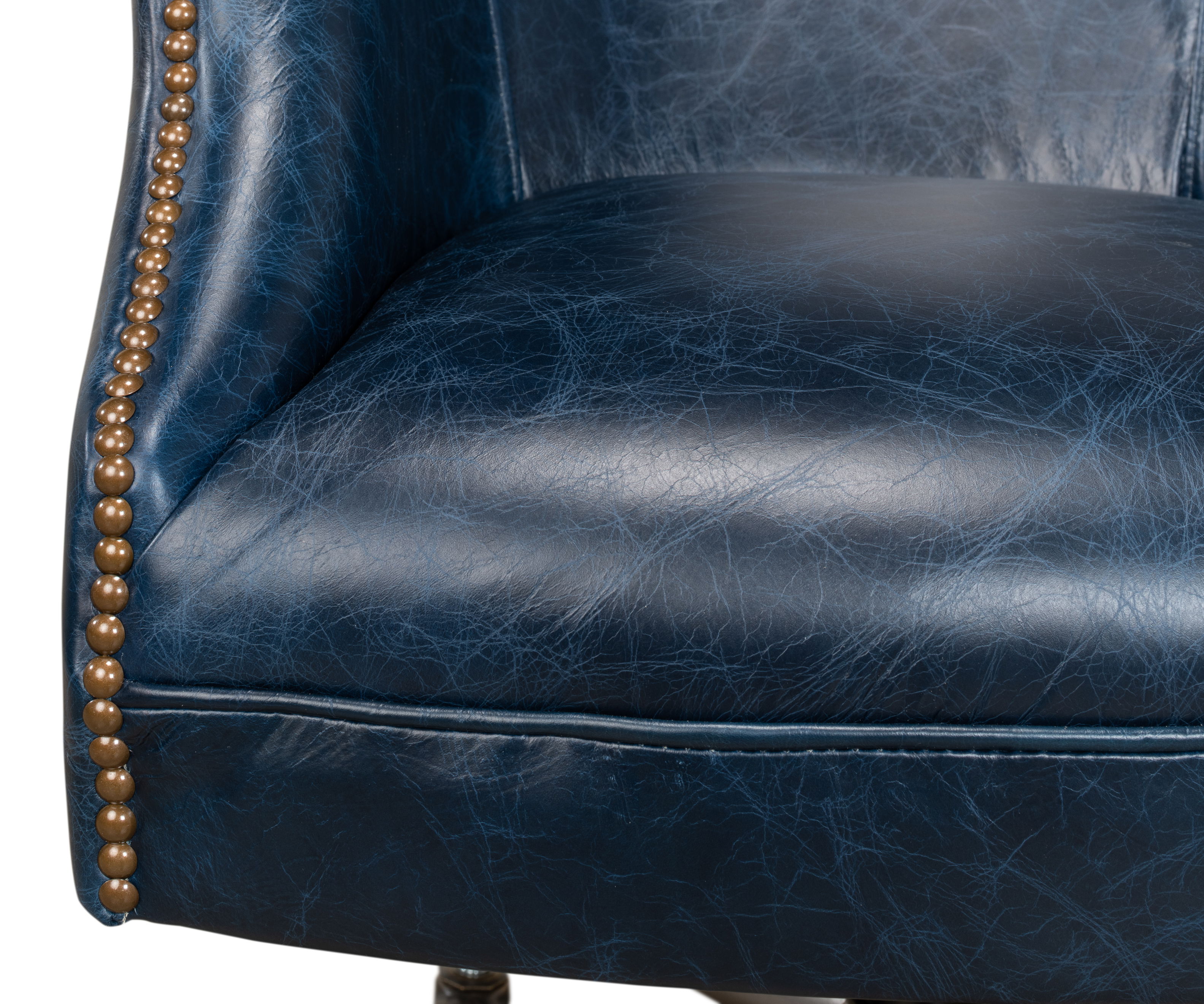 Andrew Jackson Desk Chair, Chateau Blue, Seating by Sarreid, 25" length x 29" width x 35" height View 4