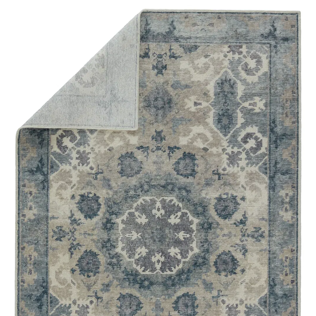 Jaipur Living Modify Handknotted Medallion Blue Light Gray Runner Rug large image 