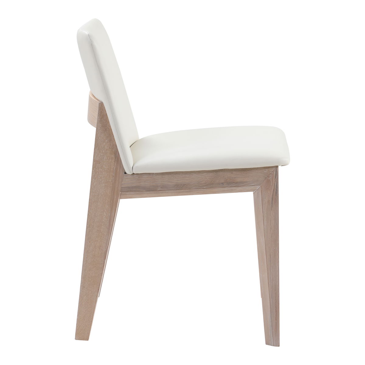 Deco Oak Dining Chair Cream White Pvc - Set Of Two, by Moe's Home, 21.25" width x 31.1" height x 21.25" depth View 6