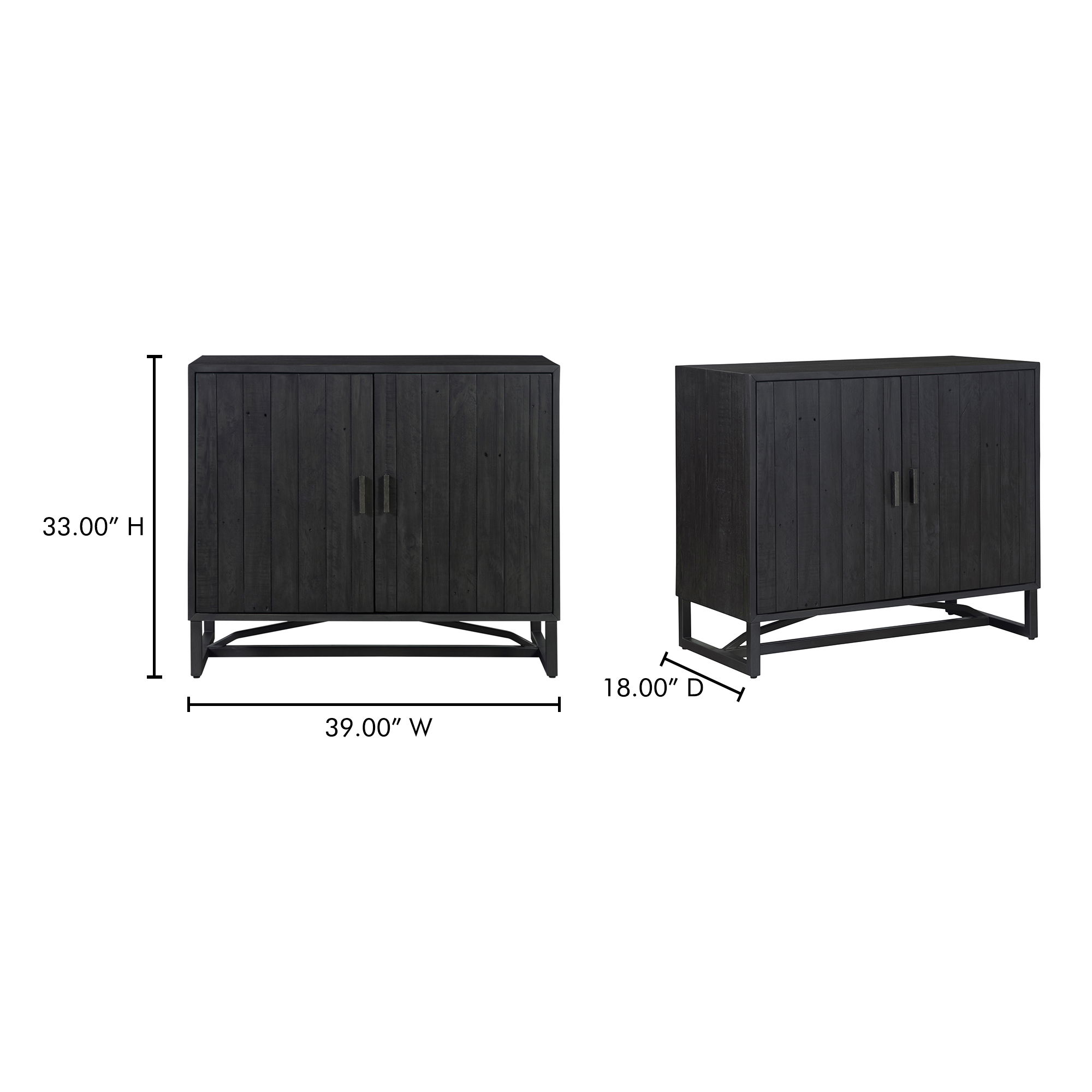 Sierra 2 Door Cabinet Black, Cabinets & Sideboard by Moe's Home, 39" width x 33" height x 18" depth View 9