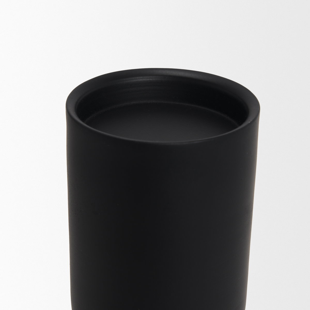 Qamra Short Black Metal Pillar Candle Holder, Candles & Candle Holder by Mercana, 3.5" length x 3.5" width x 9.25" height View 5