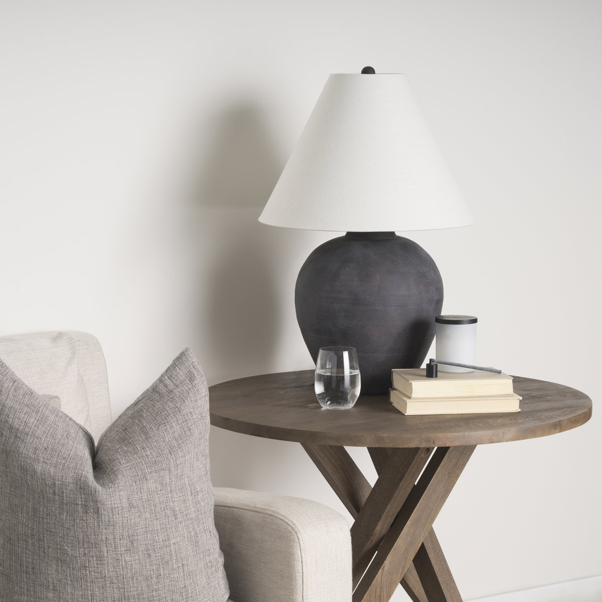 Solana Medium Brown Wood Foyer Table, Side & End Table by Mercana, 32" length x 32" width x 30" height View 3