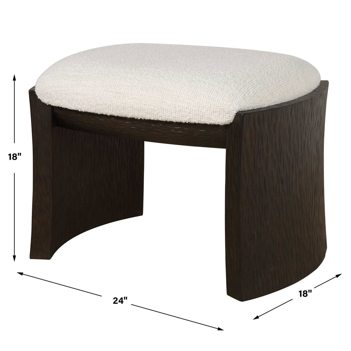 Port Walnut Small Bench, Benche by Uttermost, 24" width x 18" height x 18" depth View 3