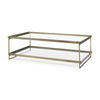 Trey  Gold Metal with Glass Coffee table, by Mercana, 56" length x 32" width x 17" height thumbnail 1