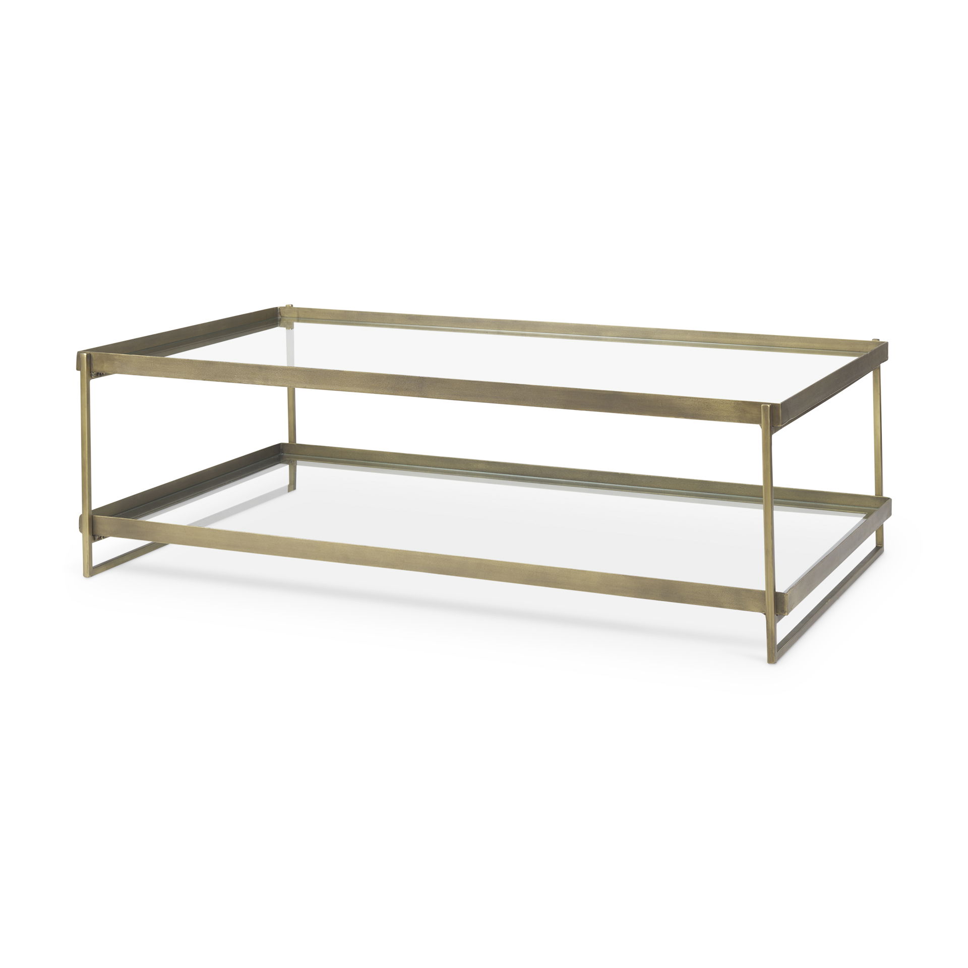 Trey  Gold Metal with Glass Coffee table large image 