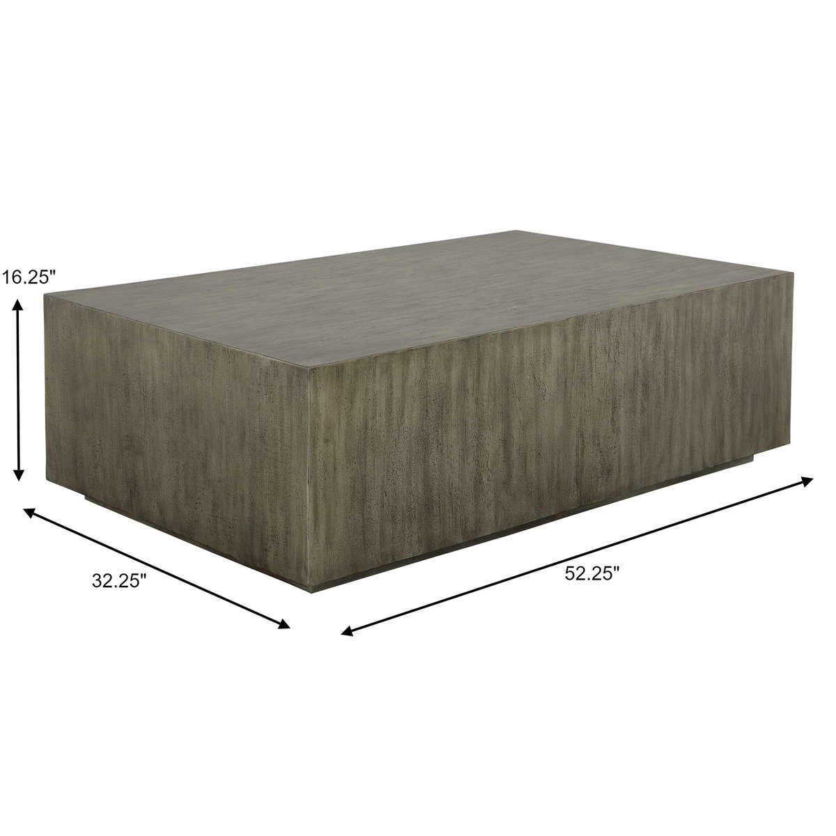 Kareem Modern Gray Coffee Table, by Uttermost, 52.25" width x 16.25" height x 32.25" depth View 3