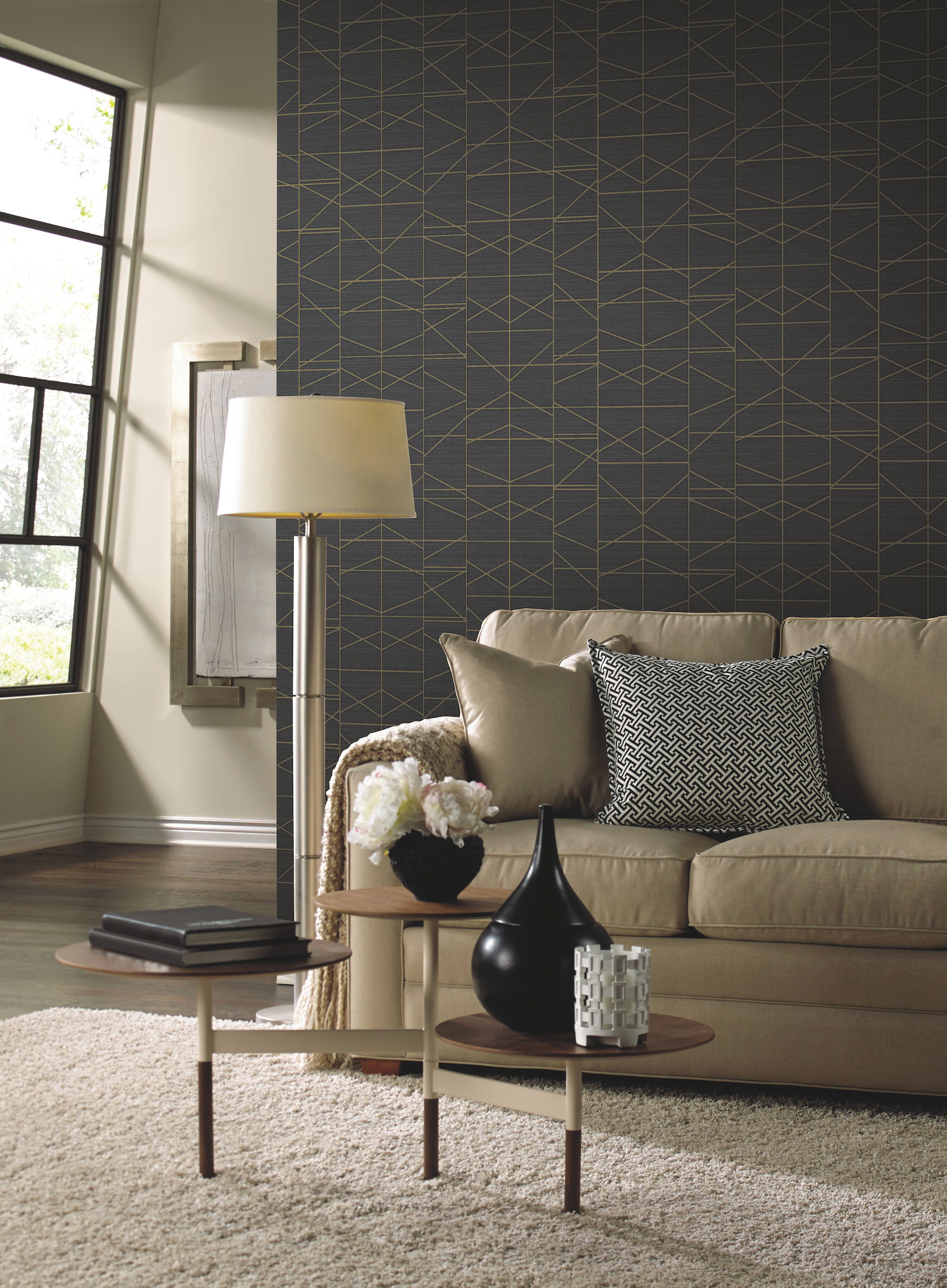 Modern Perspective Gold Wallpaper, by York Wall, 27' length x 2'3" width x 0.02" depth View 2