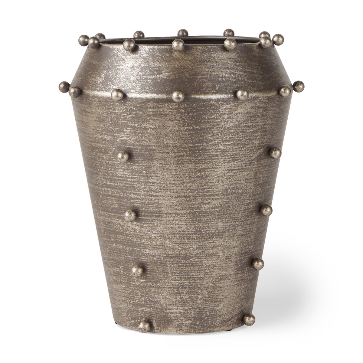 Elio  9.1H Small Champagne Metal with Studs Vase, by Mercana, 7.09" length x 7.09" width x 9.06" height View 1