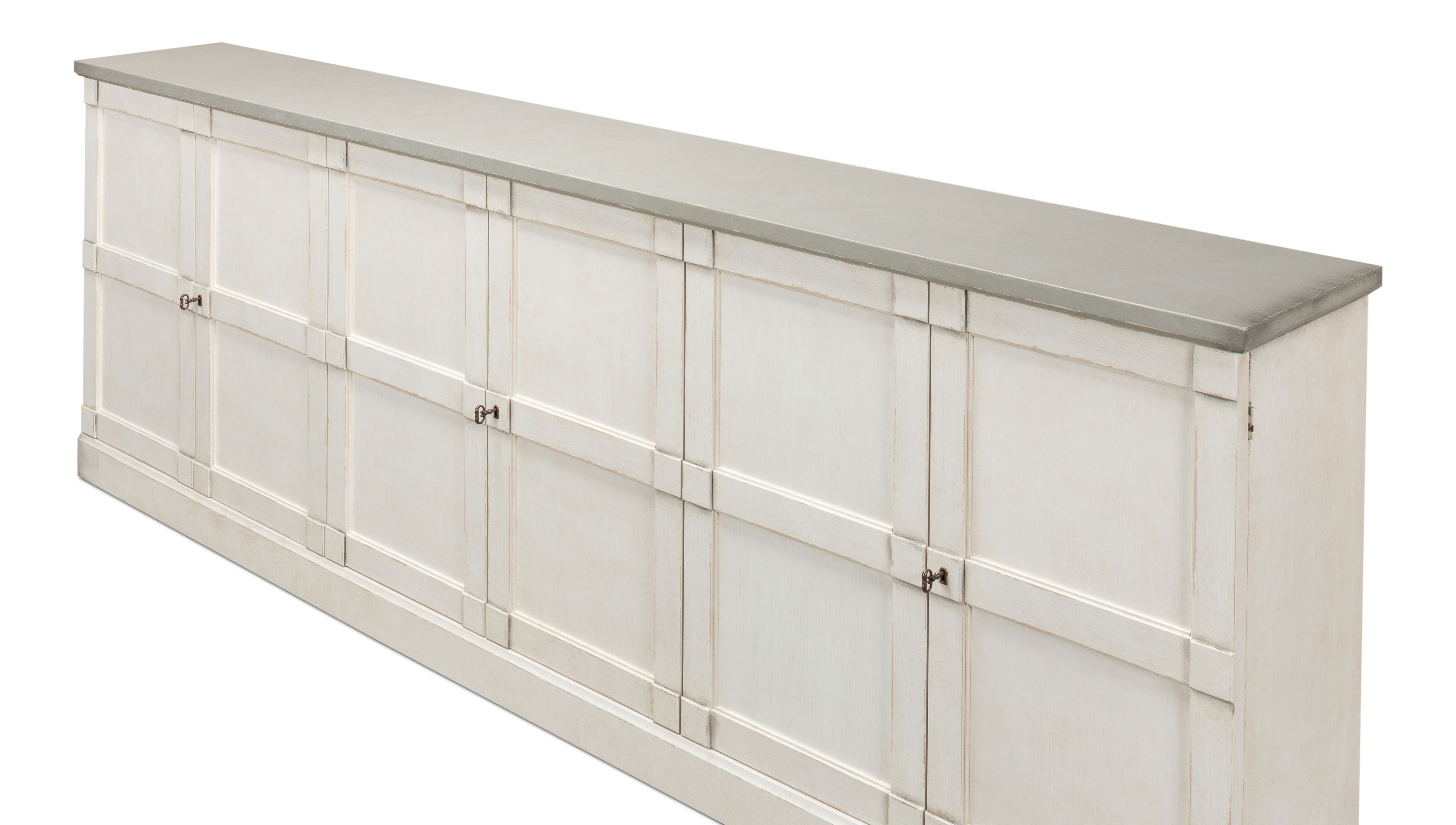 Luciana Wood Drs Buffet,112',St.Wht,Grey, Cabinets & Sideboard by Sarreid, 112" length x 15" width x 38" height View 10