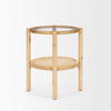 Weslyn Solid Light Brown Wood and Glass Top with Cane Side Table, Side & End Table by Mercana, 21.5" length x 21.5" width x 24" height thumbnail 4