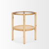Weslyn Solid Light Brown Wood and Glass Top with Cane Side Table, Side & End Table by Mercana, 21.5" length x 21.5" width x 24" height thumbnail 4