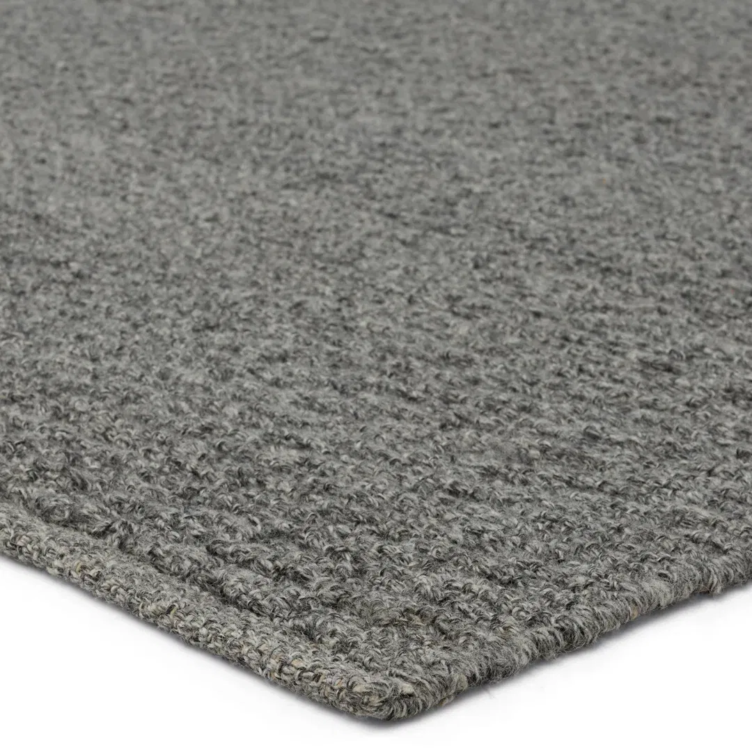 Rectangle Easton Solid Color Hand Loomed Wool Area Rug in Gray large image 