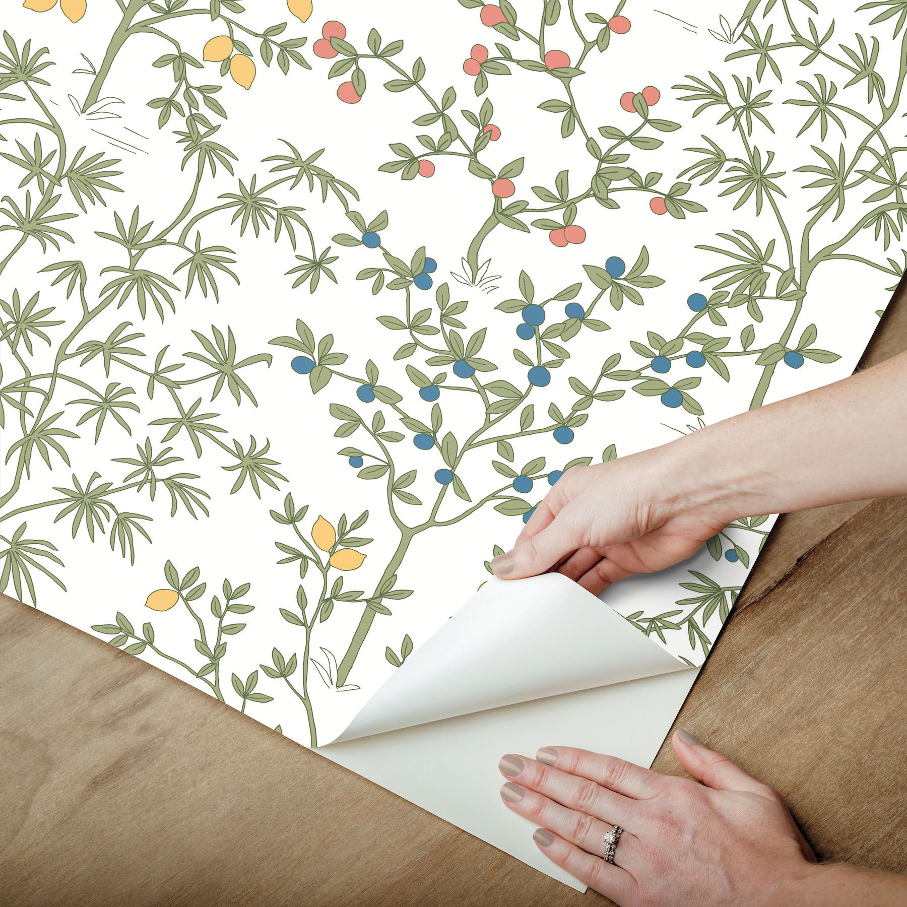 Lemon Grove White Peel & Stick Wallpaper large image 