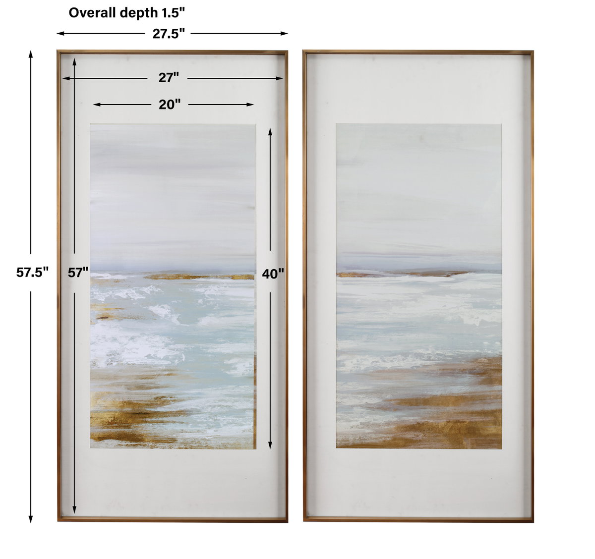 Coastline Framed Prints Set/2, Art by Uttermost, 27.5" width x 57.5" height x 2" depth View 3